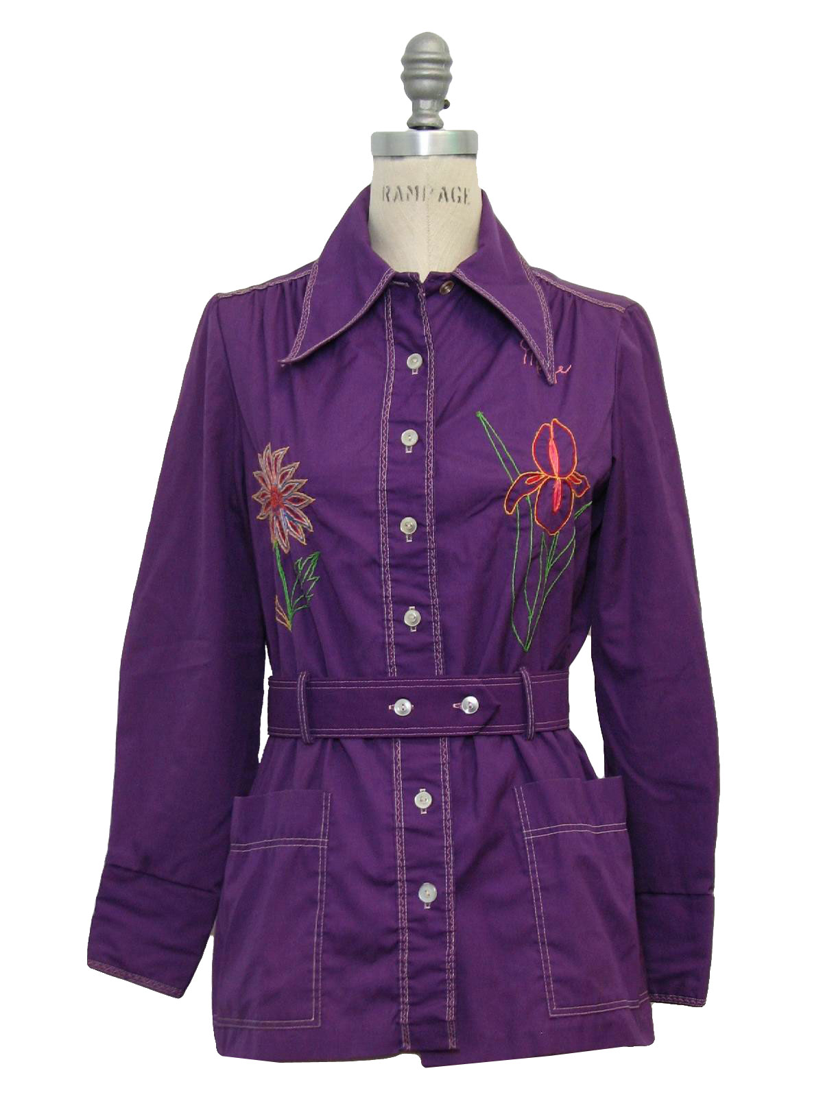 1970s fabric label Hippie Shirt: 70s -fabric label- Womens purple