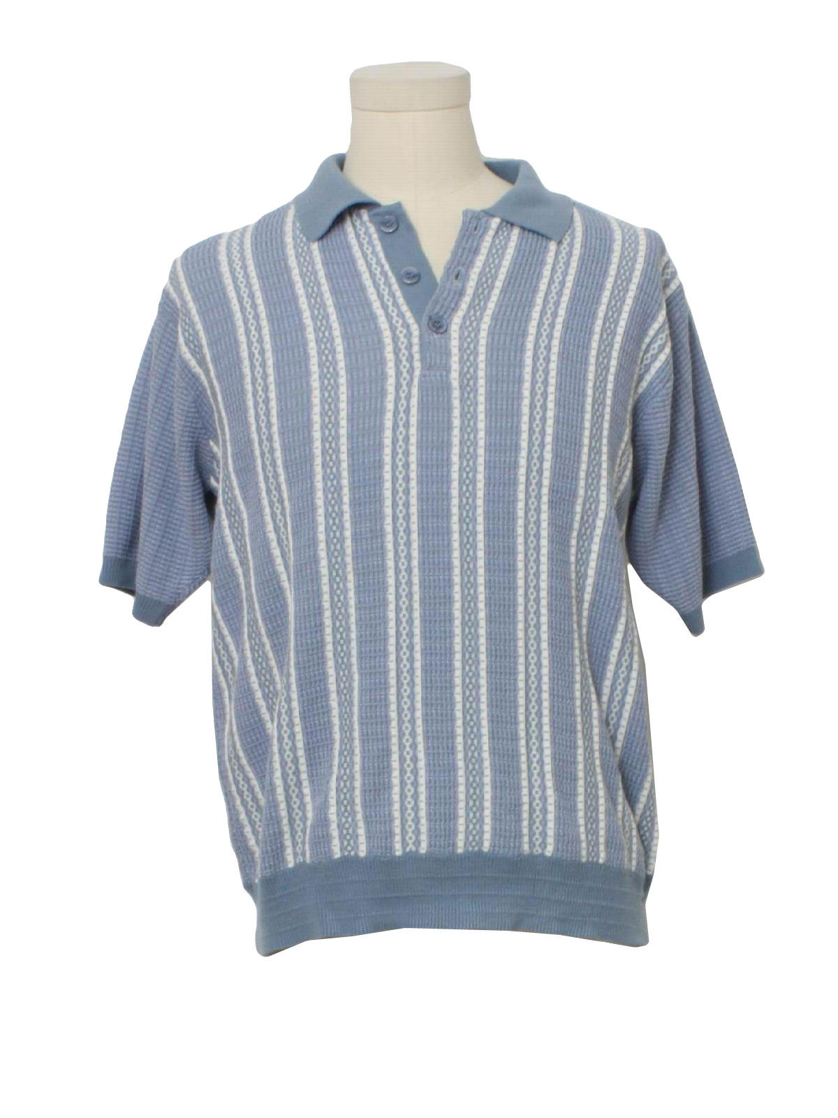 Retro 1980s Knit Shirt: 80s -Apparel Zone- Mens periwinkle background ...