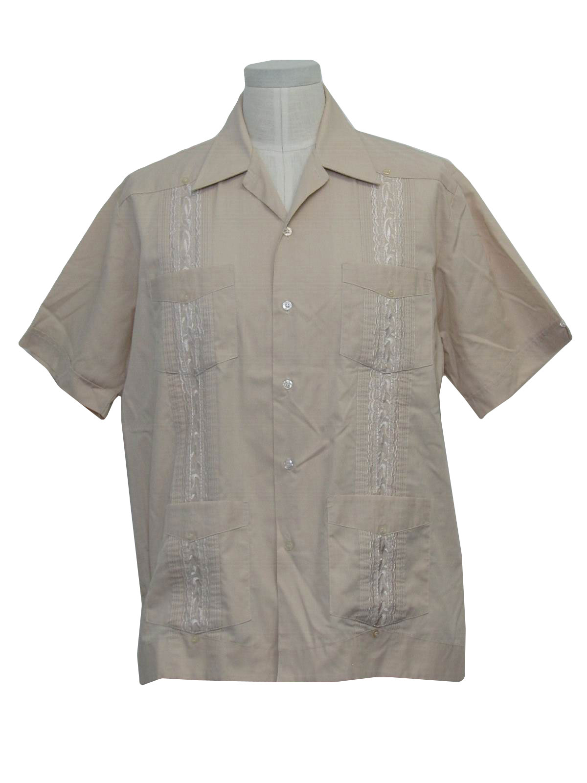 Retro 80s Guayabera Shirt (Haband) : 80s -Haband- Mens cream on cream ...