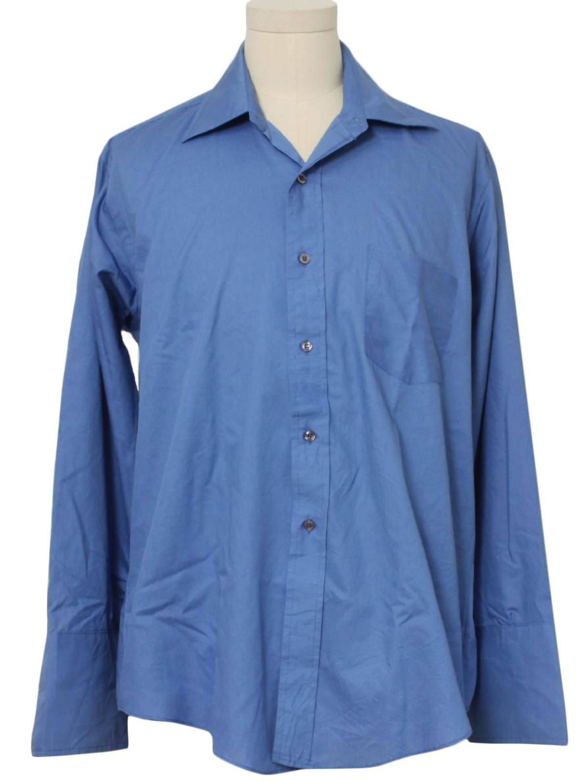 Retro 70's Shirt: 70s -Le Chevron- Mens lake blue cotton and polyester ...