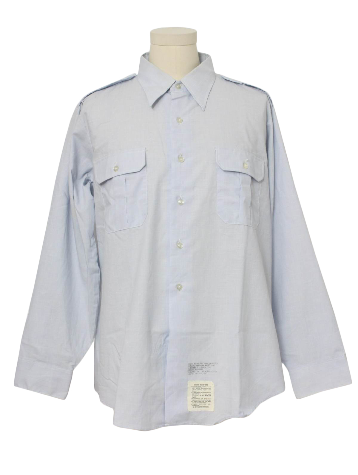 1970's Retro Shirt: 70s -Martin Mfg. Co.- Mens light blue cotton and ...