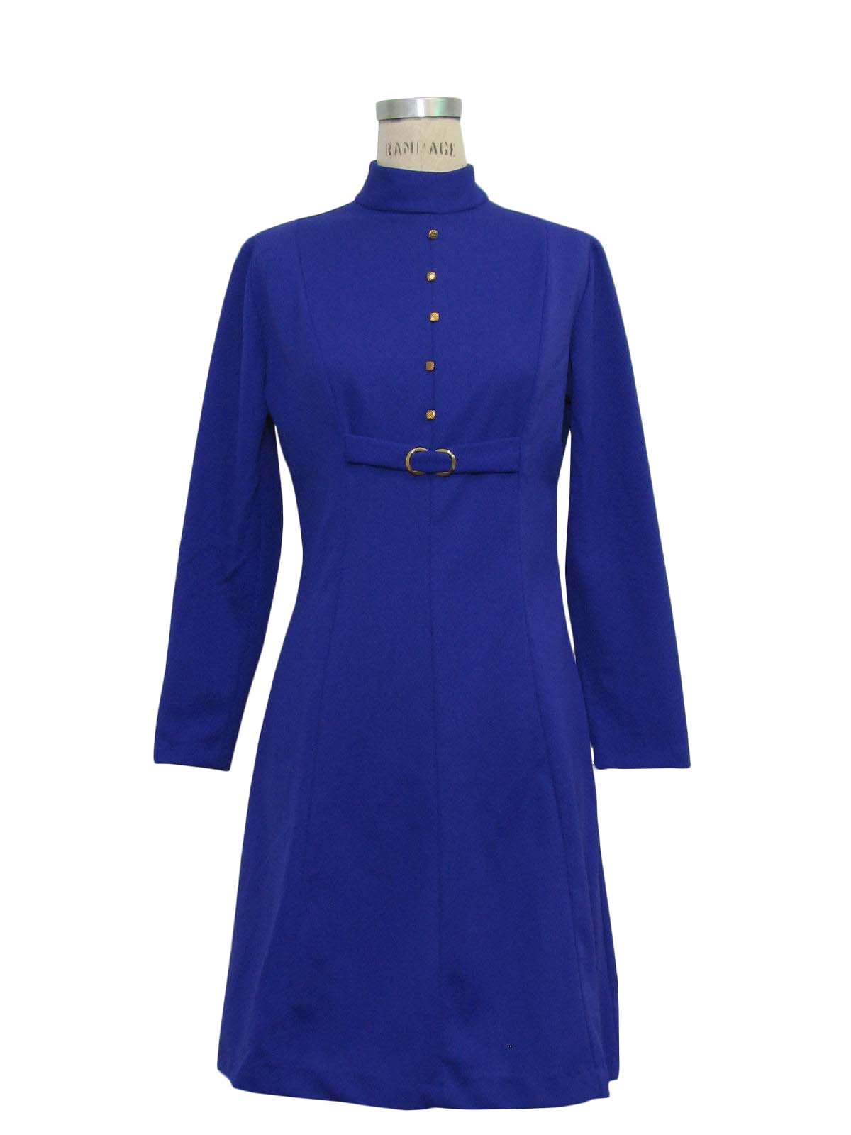 Vintage 1970s Dress: 70s -no label- Womens royal purple polyester ...