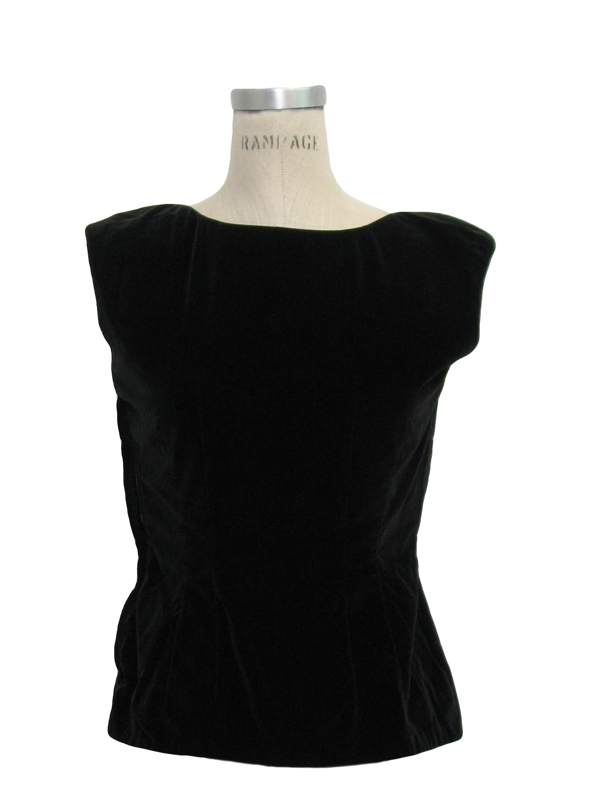 No Label 1950s Vintage Shirt: 50s -No Label- Womens black cotton velvet ...