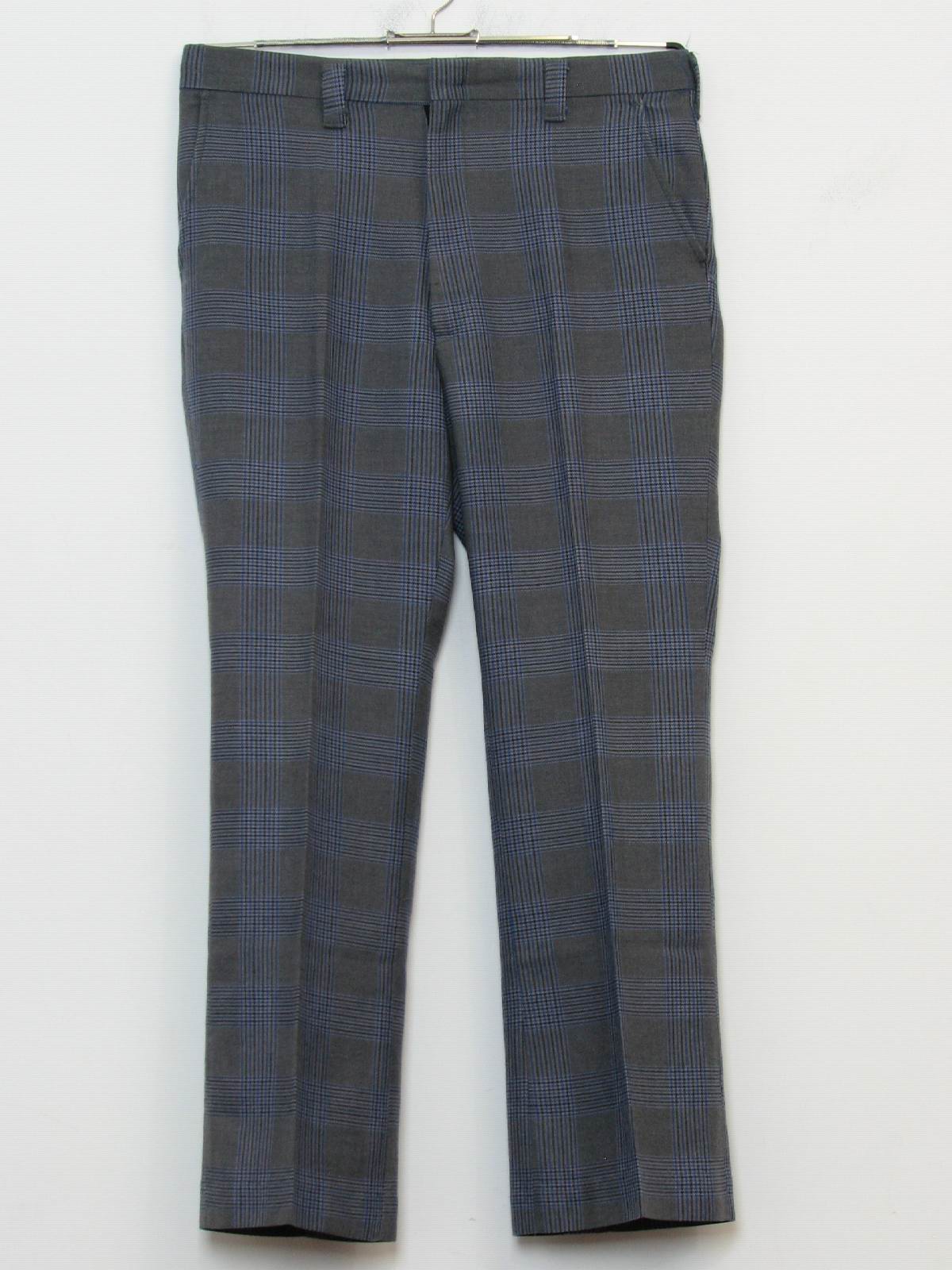 70s Retro Flared Pants / Flares: 70s -Worn Label- Mens grey, blue and ...
