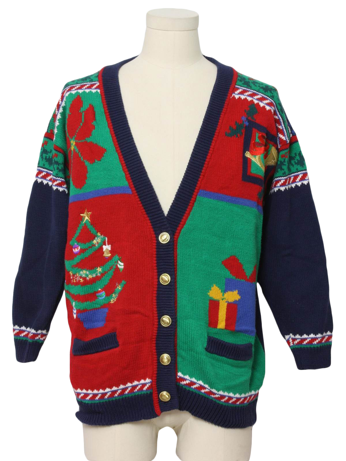 Ugly Christmas Cardigan Sweater: retro look -HKA design- Unisex Blue ...