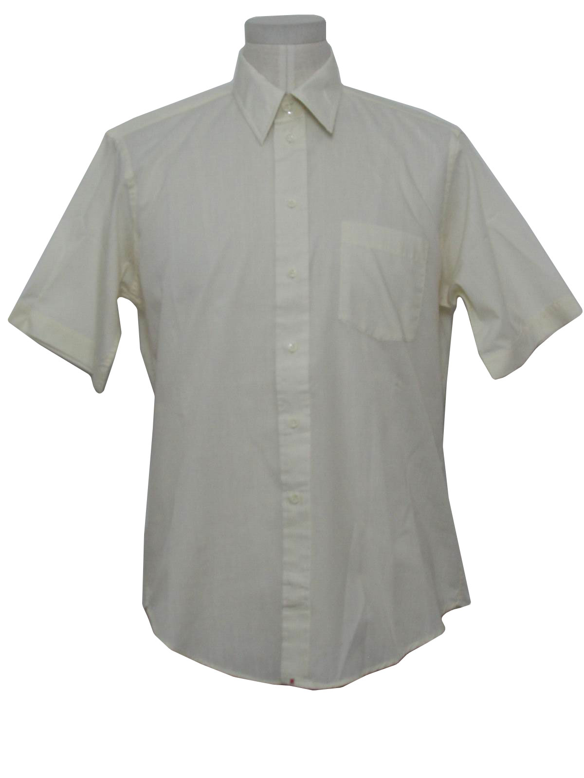 1960's Retro Shirt: Early 60s -Care Label- Mens off-white polyester ...