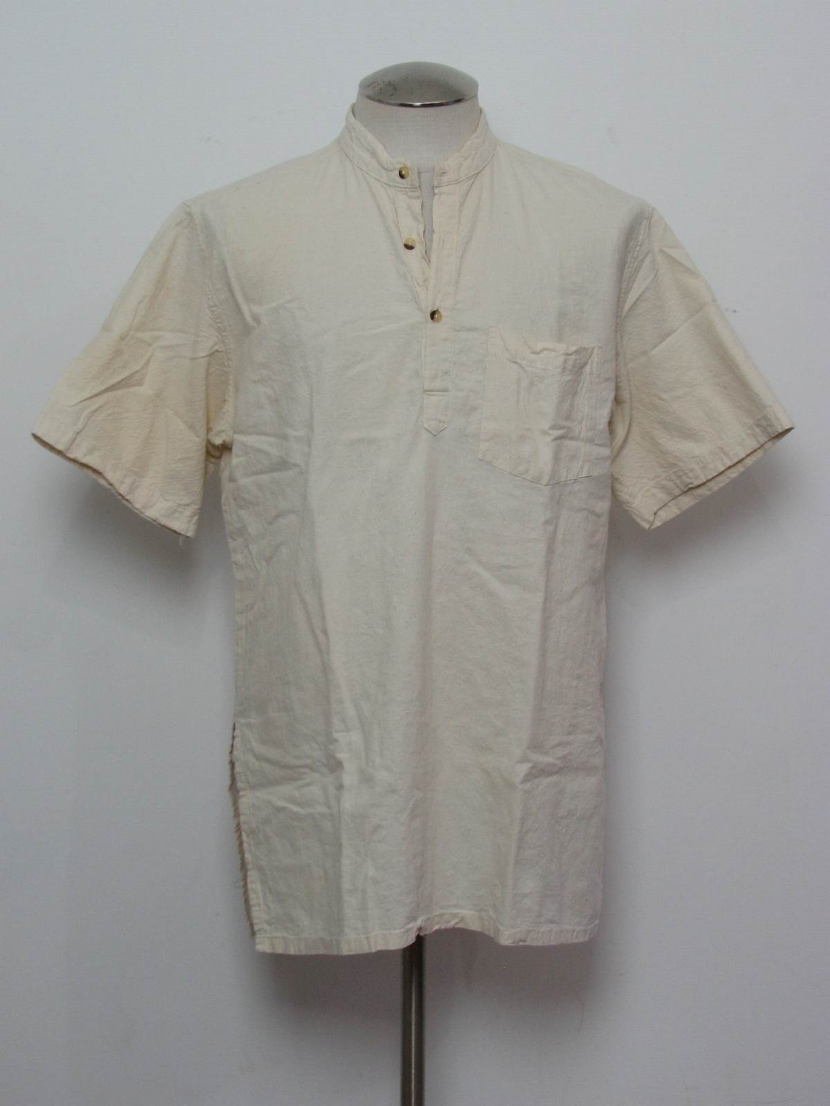90's Vintage Hippie Shirt: 90s -no label- Mens natural white cotton ...