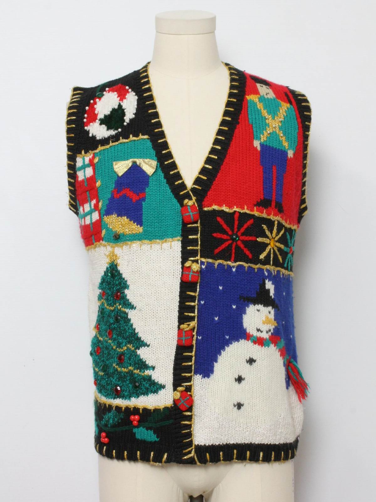 Ugly Christmas Sweater Vest: retro look -Spice of Life- Unisex black ...