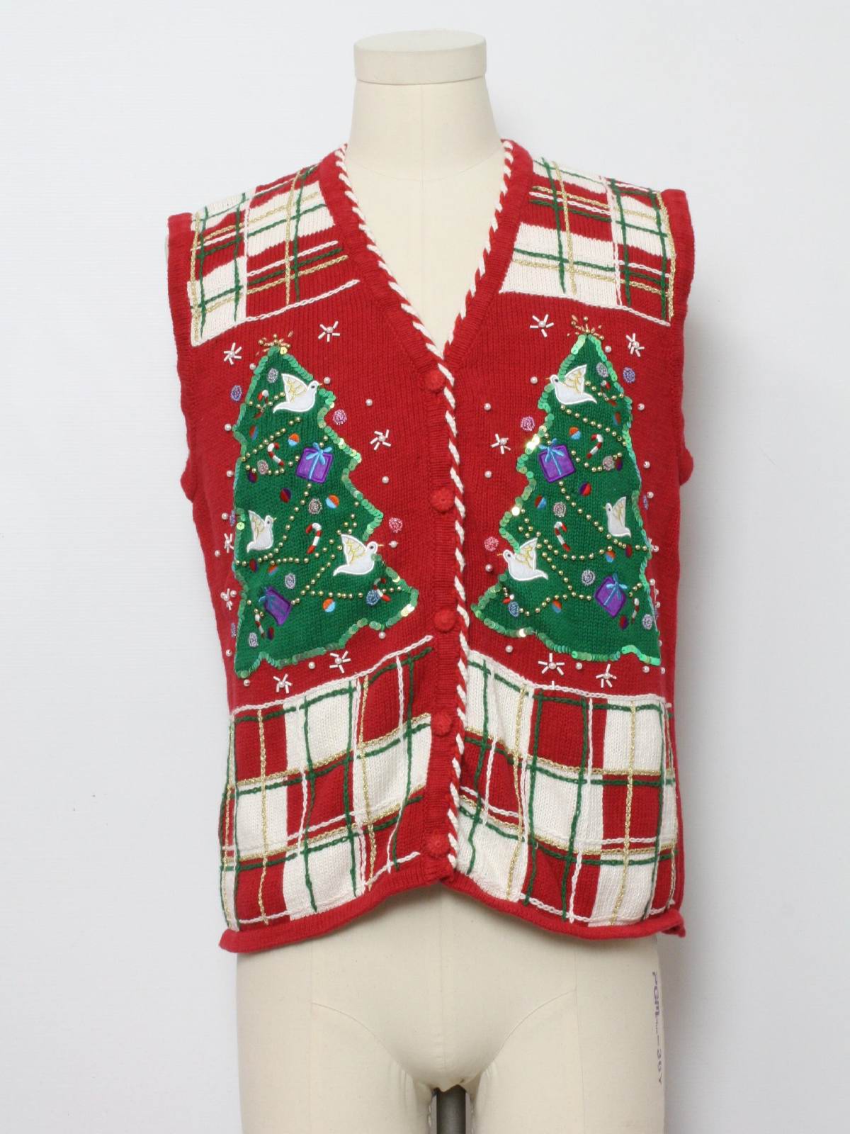 Ugly Christmas Sweater Vest: -Missing Label- Unisex red background ...
