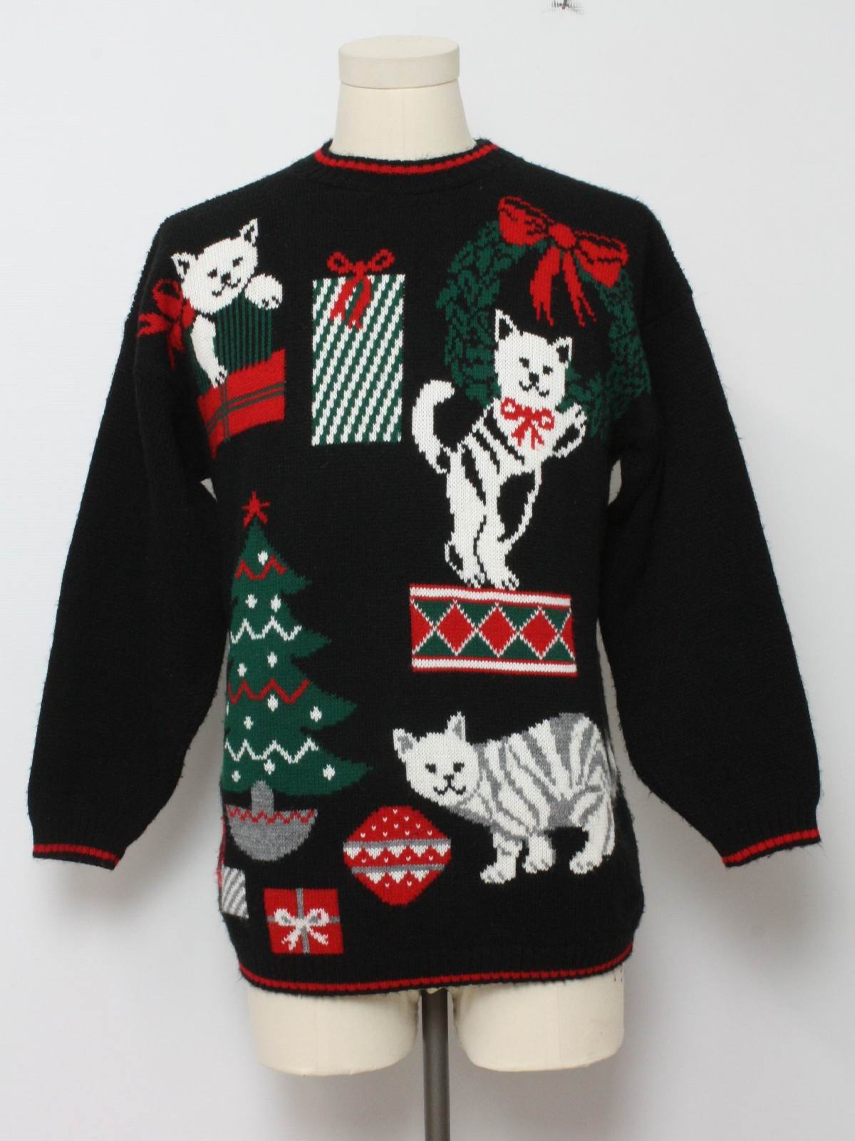 Vintage 1980's Vintage Cat-Tastic Ugly Christmas Sweater: 80s authentic ...