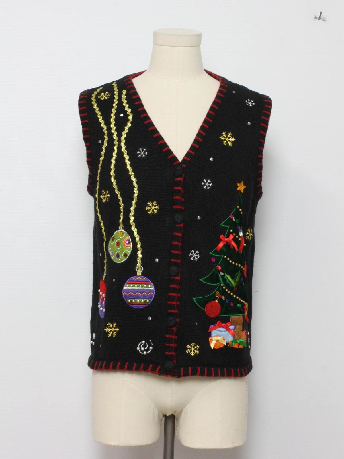 Ugly Christmas Sweater Vest: -Holiday Editions- Unisex Black background ...