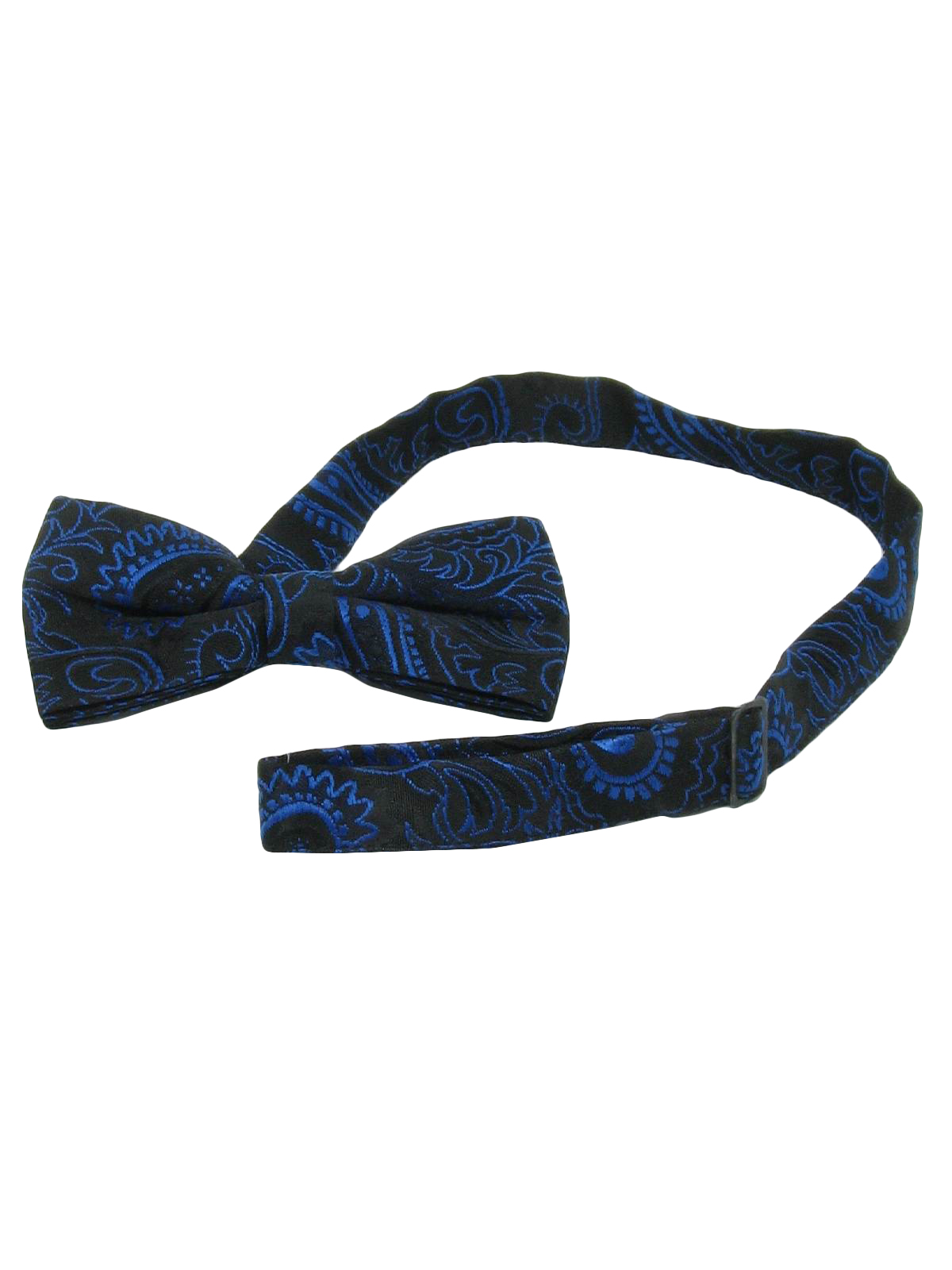 1980's Neck Tie: 80s -No Label- Mens black and electric blue polyester ...