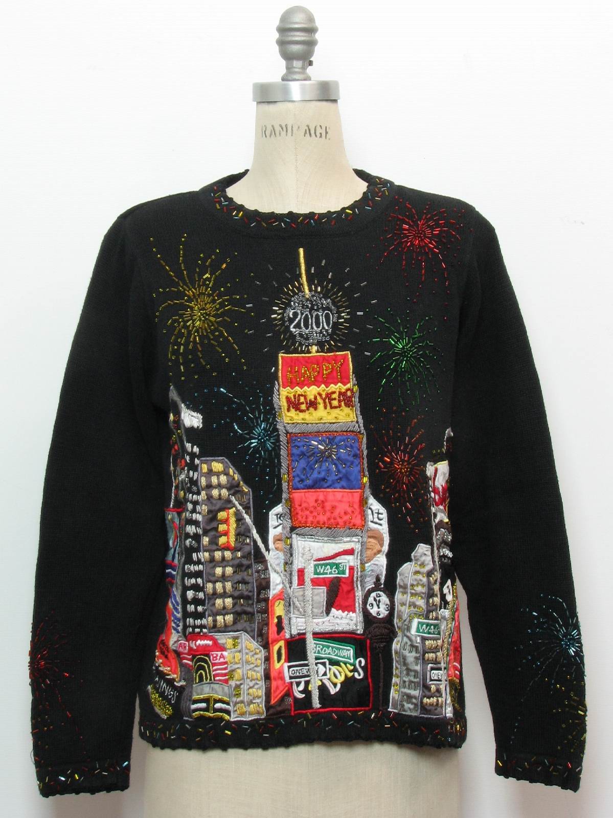 1990 S Womens Ugly After Christmas New Years Eve Sweater 90s Parul