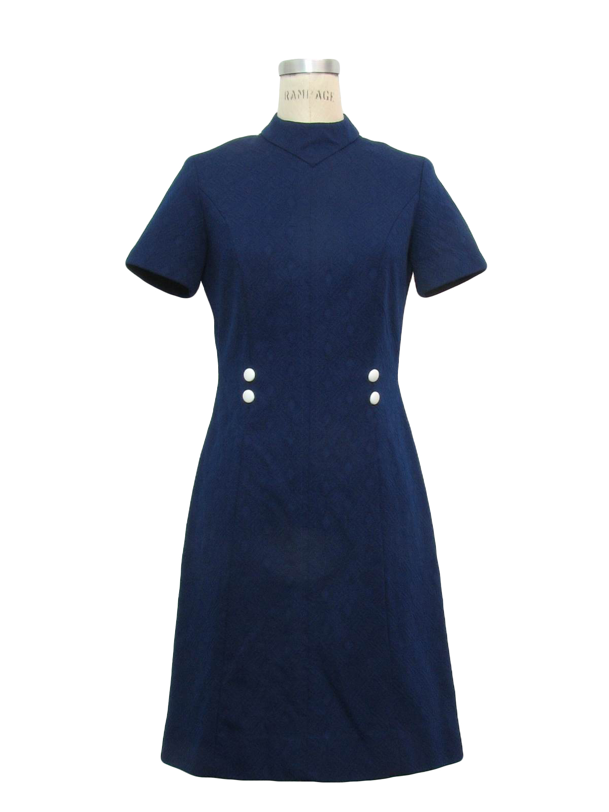 Vintage 1970's Dress: 70s -Knits USA- Womens navy blue polyester short ...