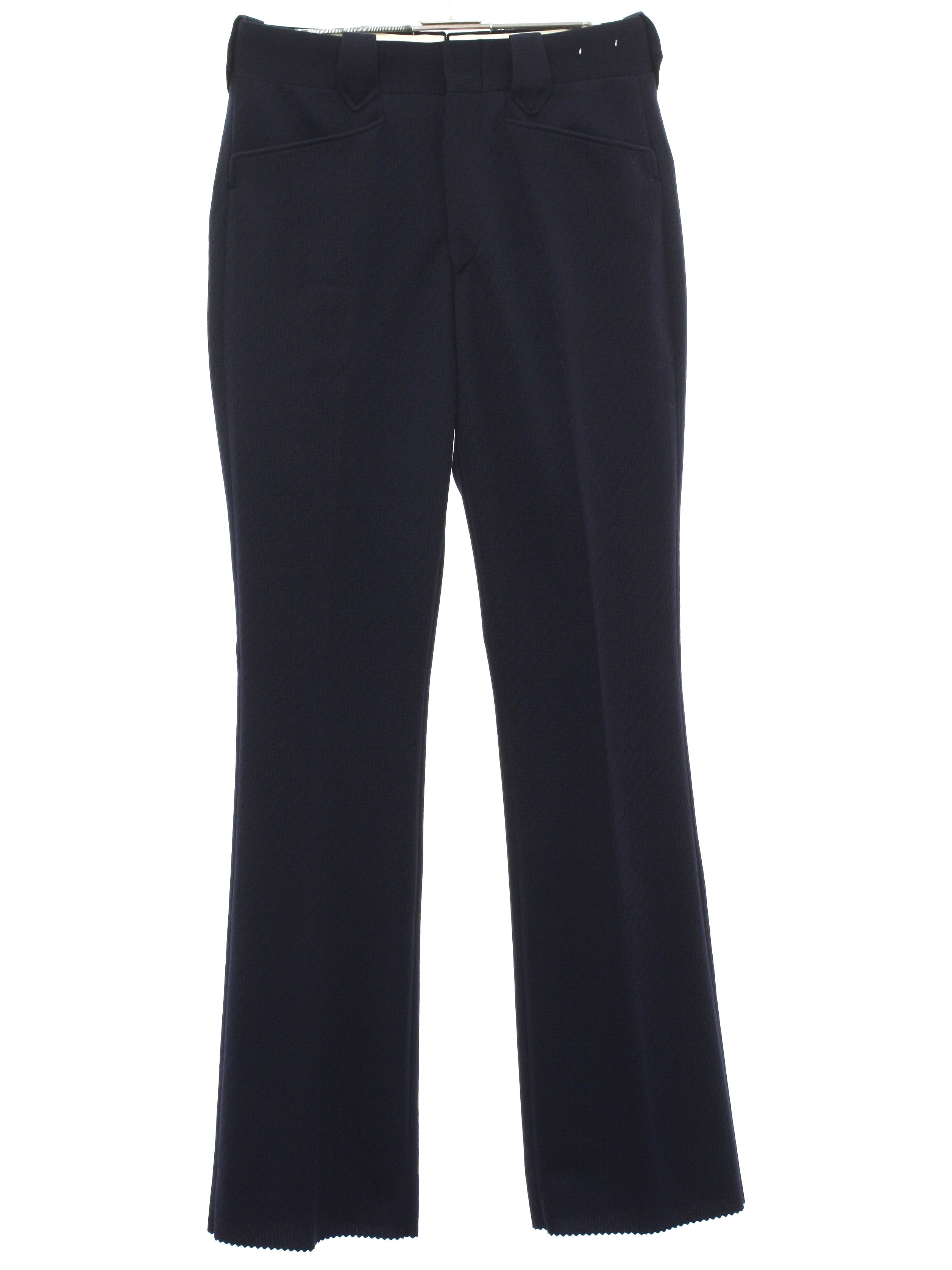 70's Flared Pants / Flares: 70s -No Label- Mens midnight blue polyester ...