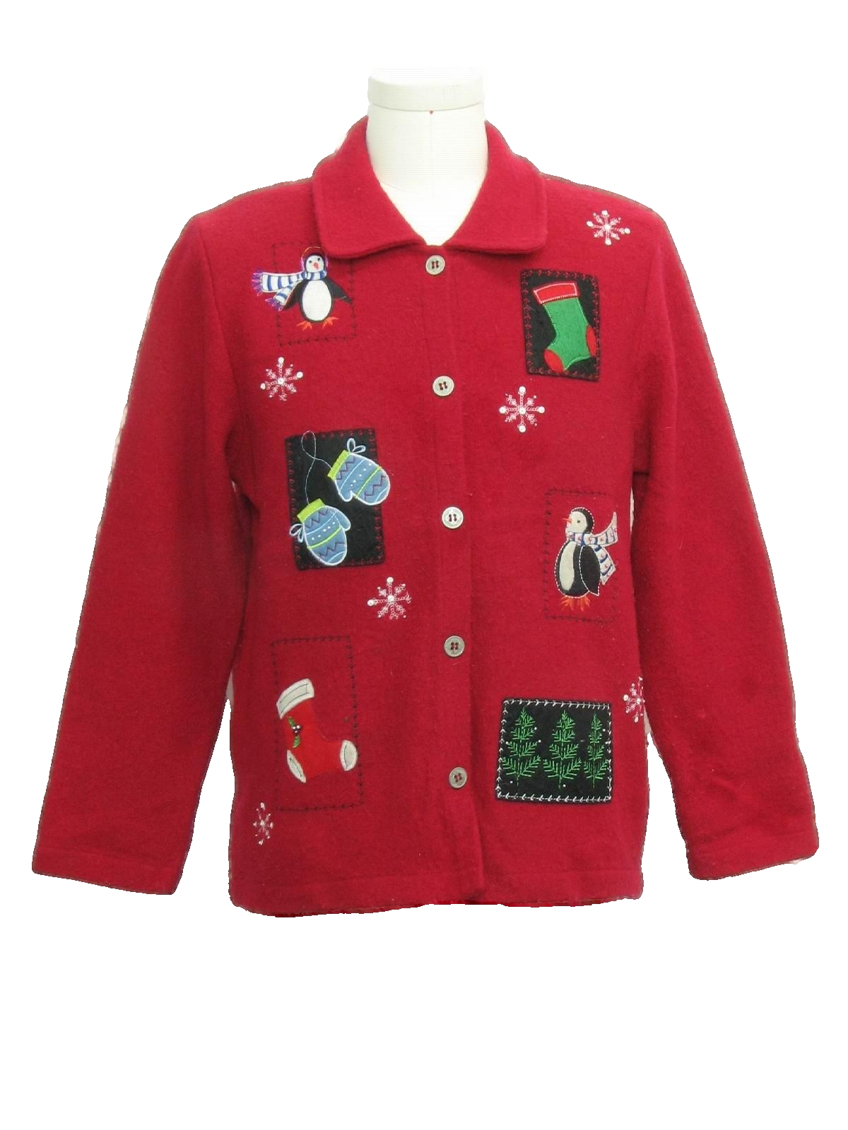 Ugly Christmas Sweater: -Alfred Dunner- Unisex red background wool ...