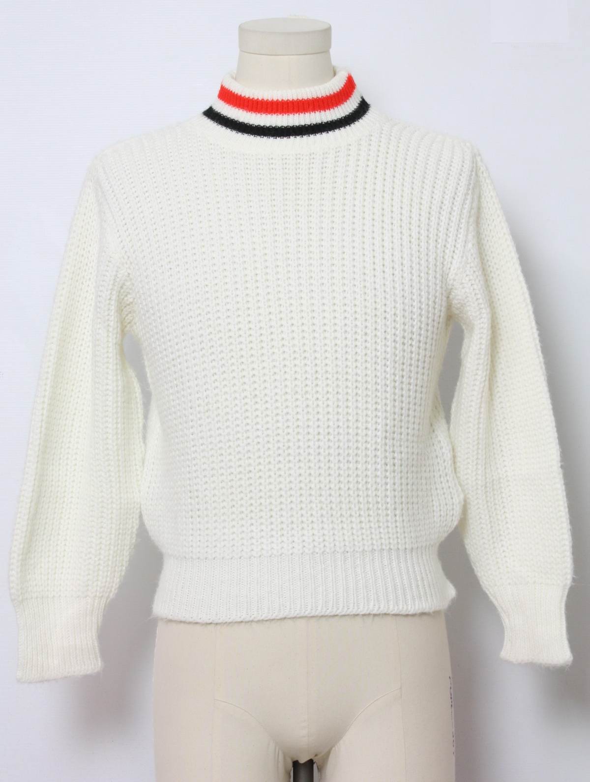 Vintage Spiegel 70's Sweater: 70s -Spiegel- Mens white, longsleeve ...