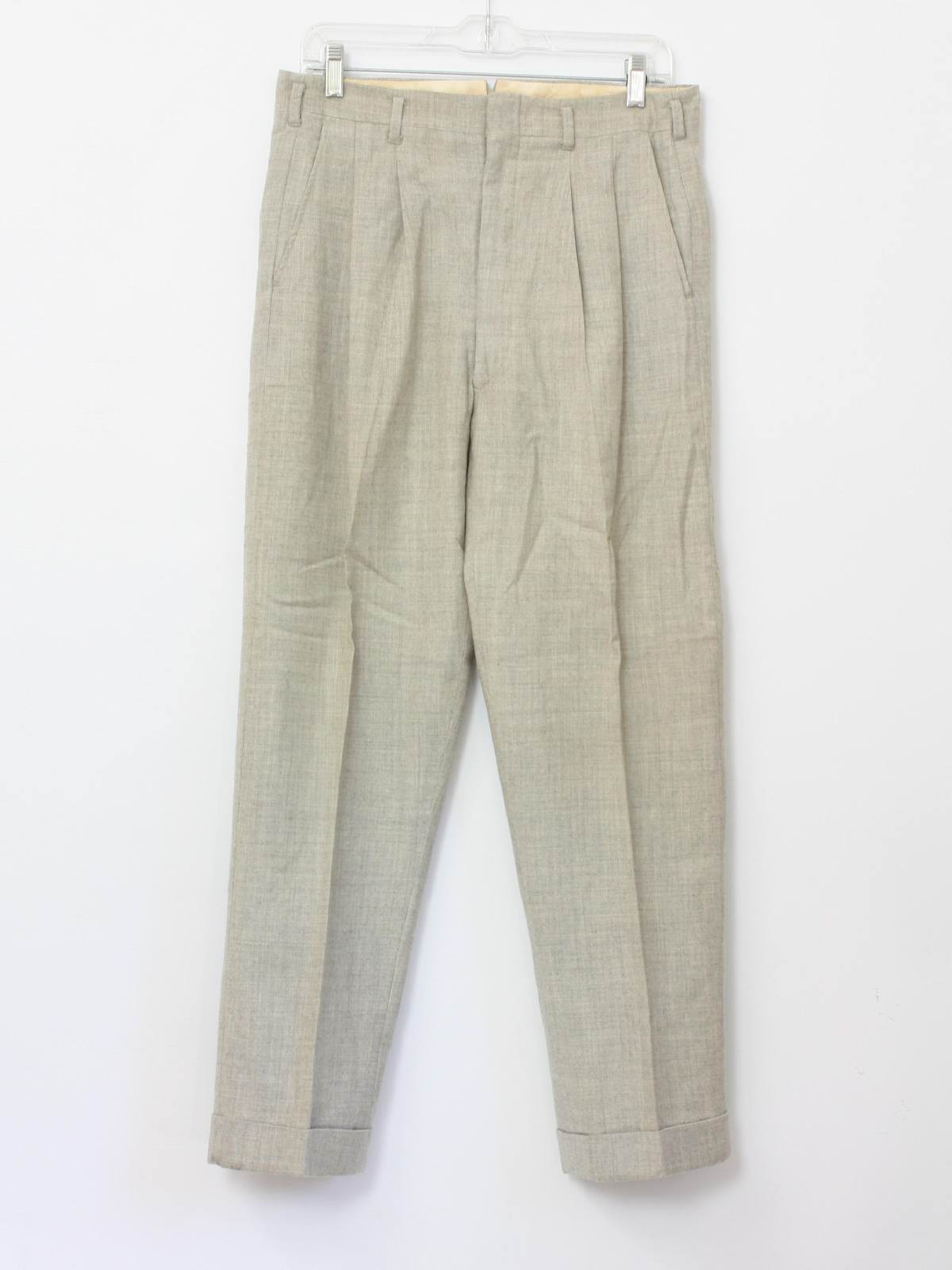 50's Vintage Pants: 50s -No Label- Mens cream background, gray splash ...