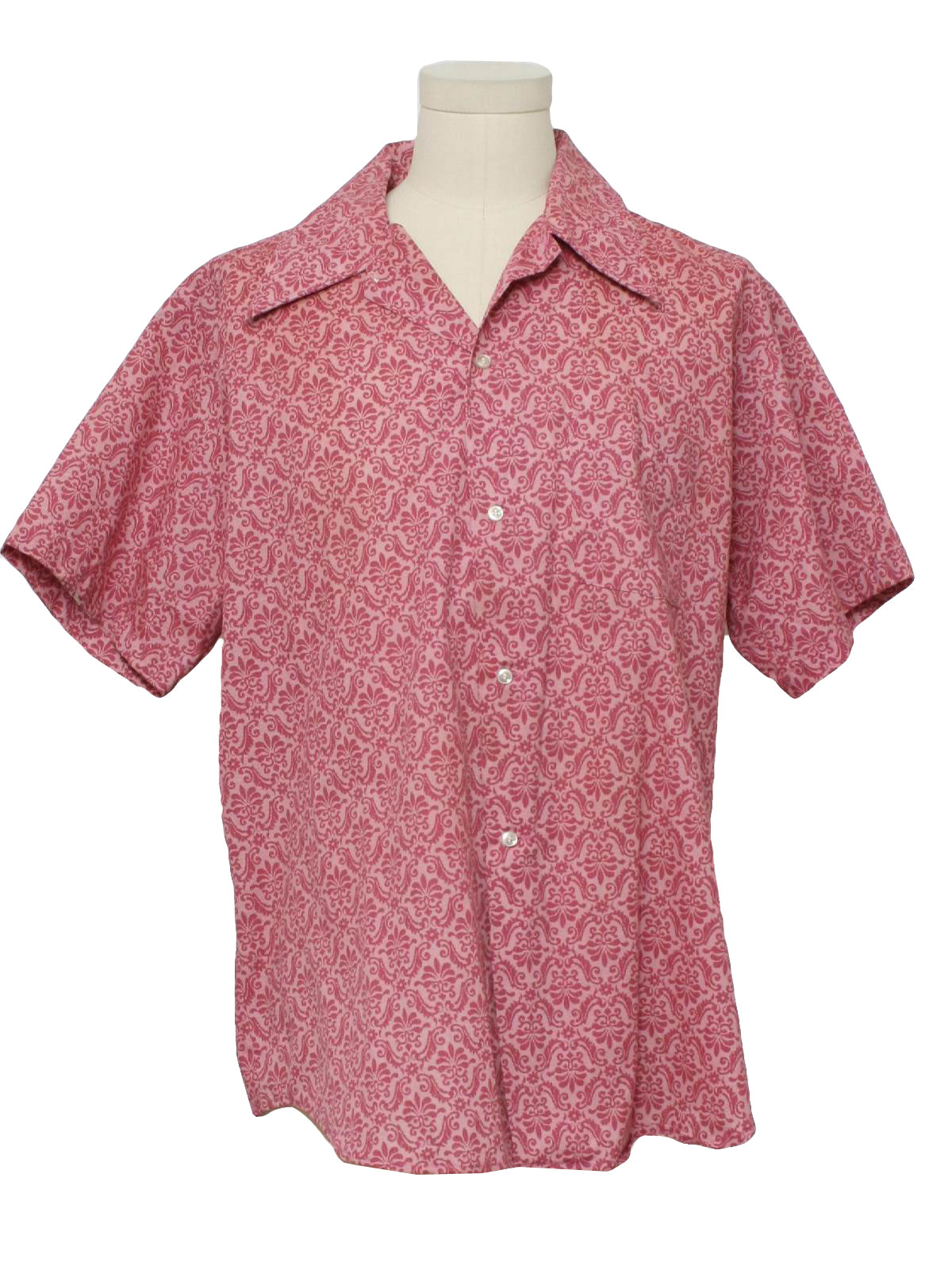 Vintage 1970's Print Disco Shirt: 70s -Kmart- Mens shaded rose and wine ...