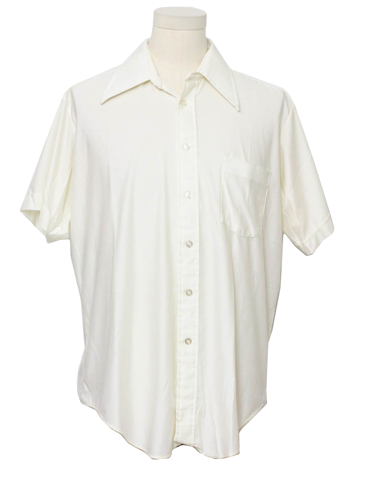 Vintage Quiana 70's Disco Shirt: 70s -Quiana- Mens creamy off white ...