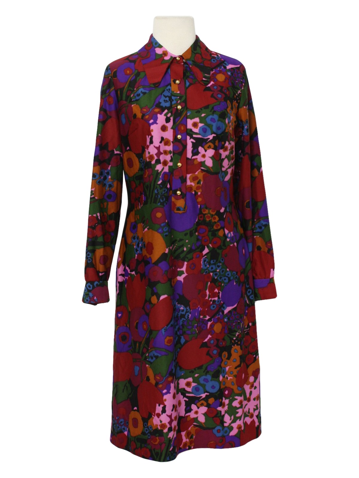 Retro 1970s Dress: 70s -Lady Madiera- Womens maroon, purple, turquoise ...