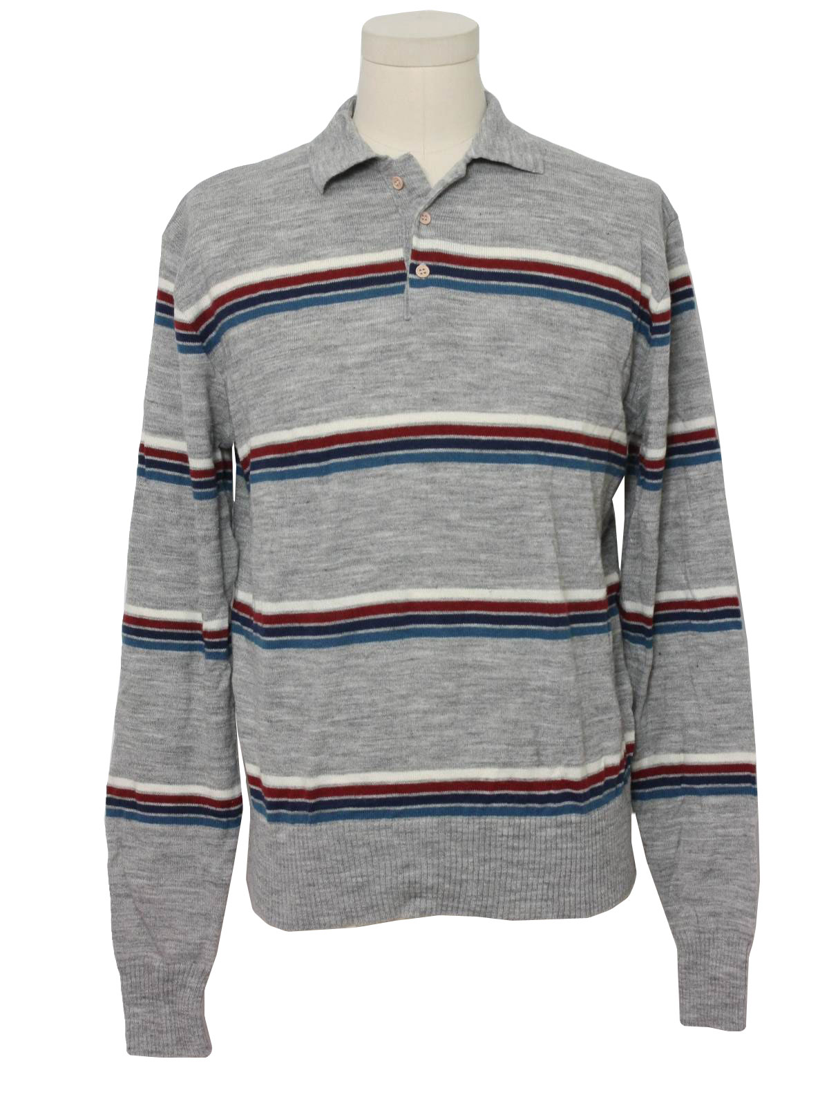 Vintage Sparetime 1980s Knit Shirt: 80s -Sparetime- Mens heather grey ...
