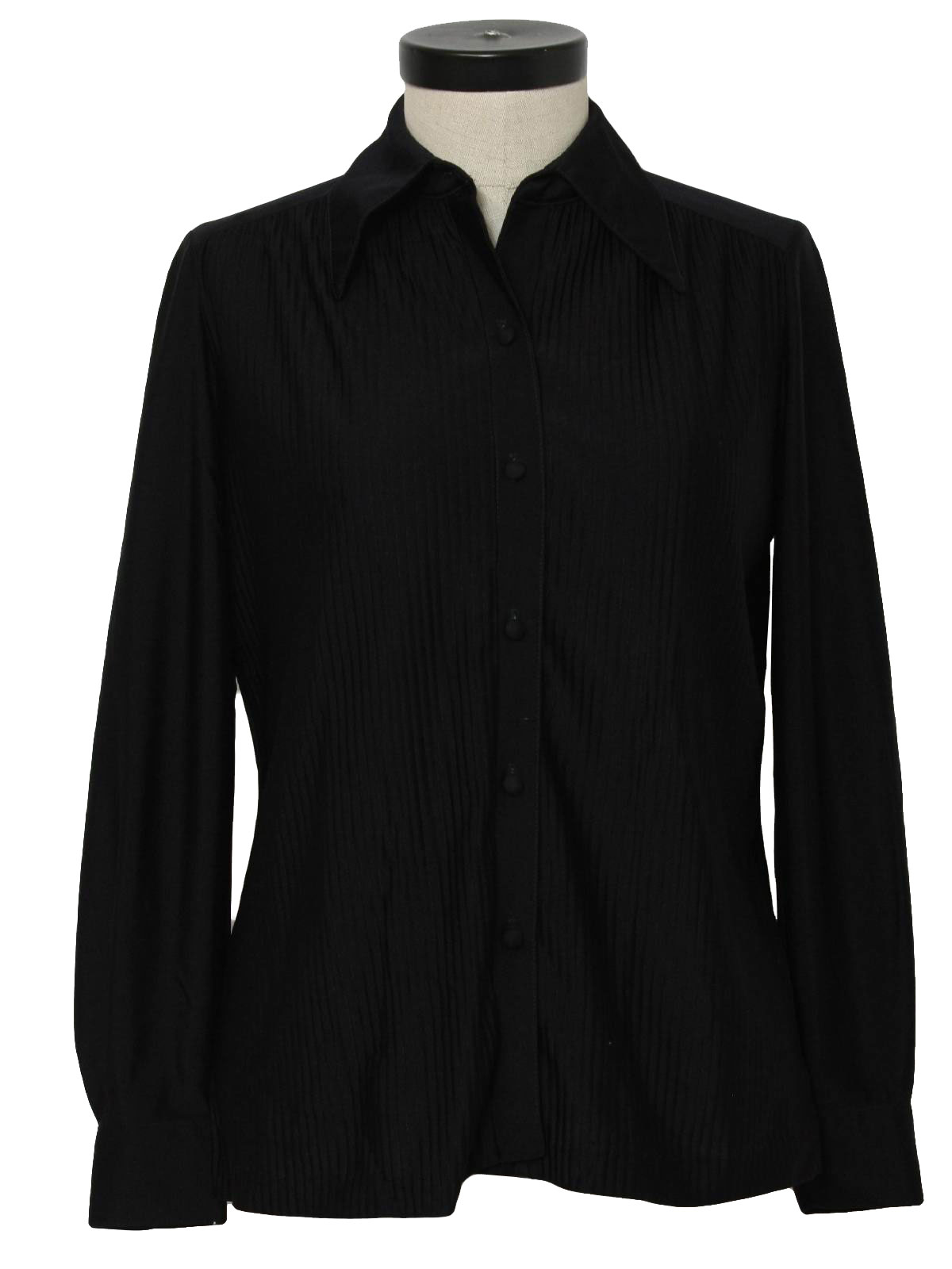 Retro 70s Shirt (Koret) : 70s -Koret- Womens black slinky polyester ...