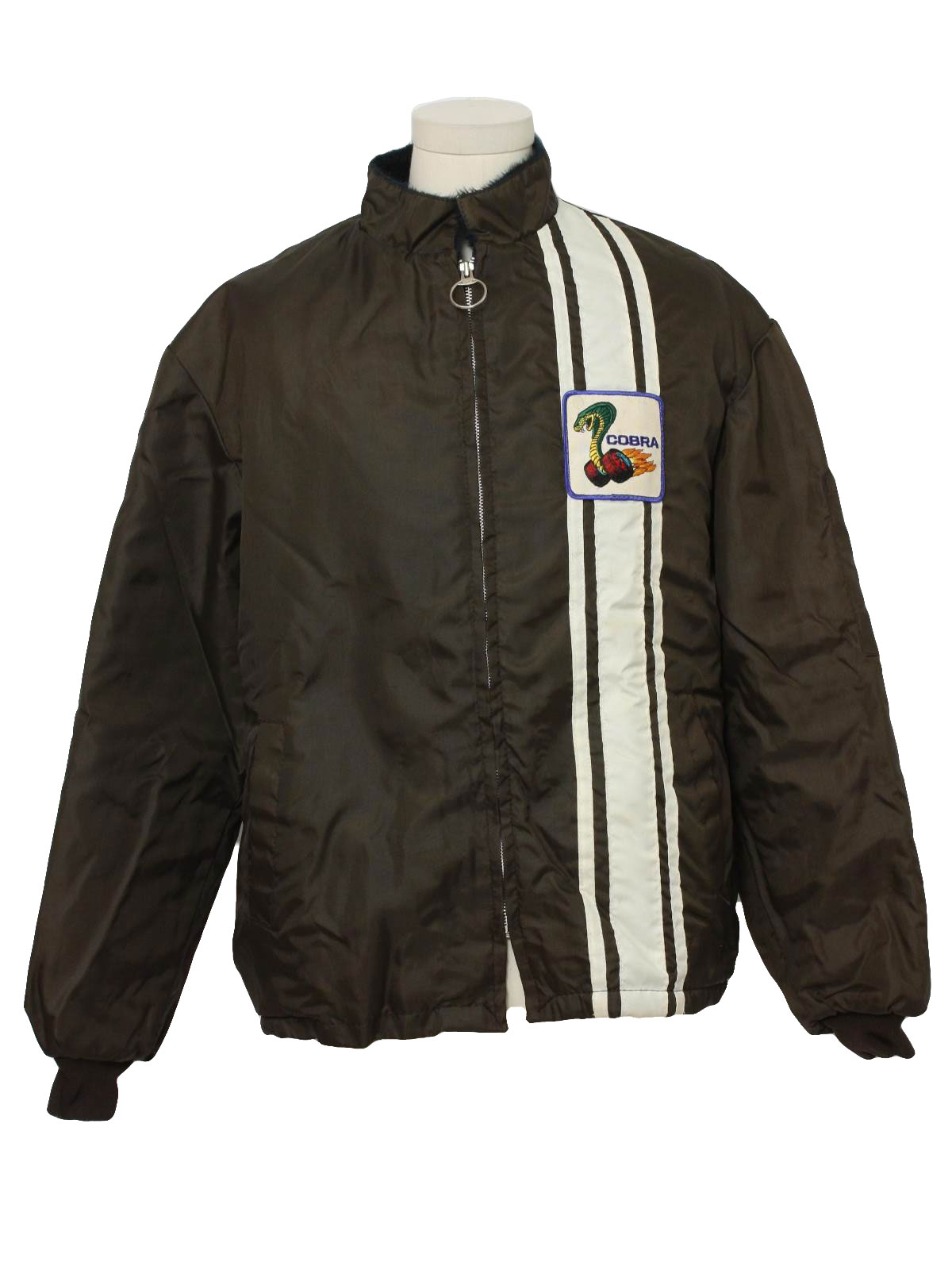 Ford racing jacket with cobra logo on it