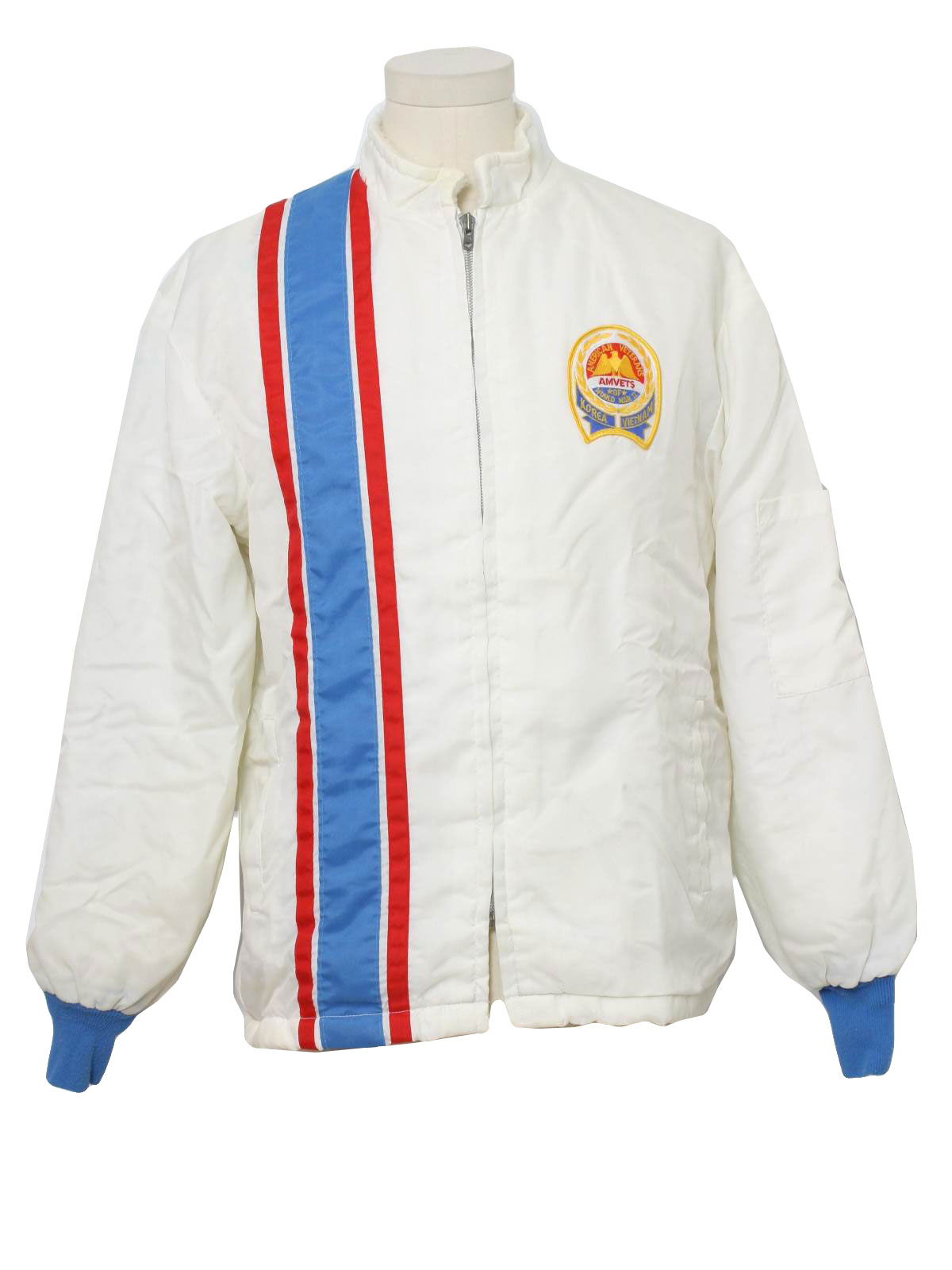 80's Vintage Jacket: 80s -no label- Mens white, red and blue nylon ...