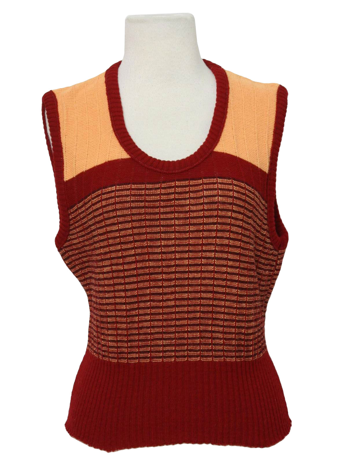 Seventies Vintage Sweater: 70s -no label- Womens dark rust background ...