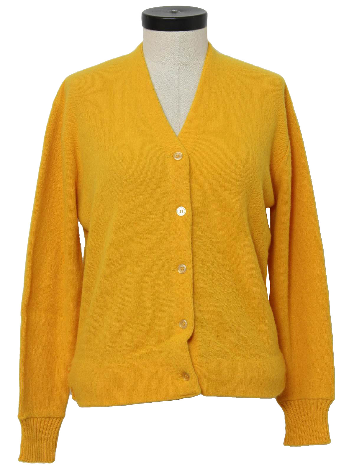 Vintage 70s Caridgan Sweater: 70s -Haymaker- Womens gold acrylic ...