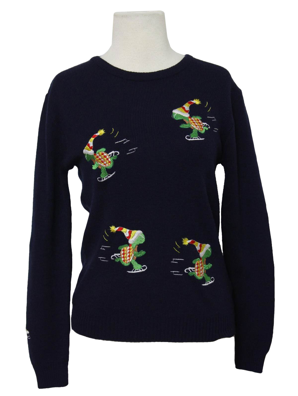 Retro 70s Sweater: 70s -no label- Womens or girls navy blue acrylic ...