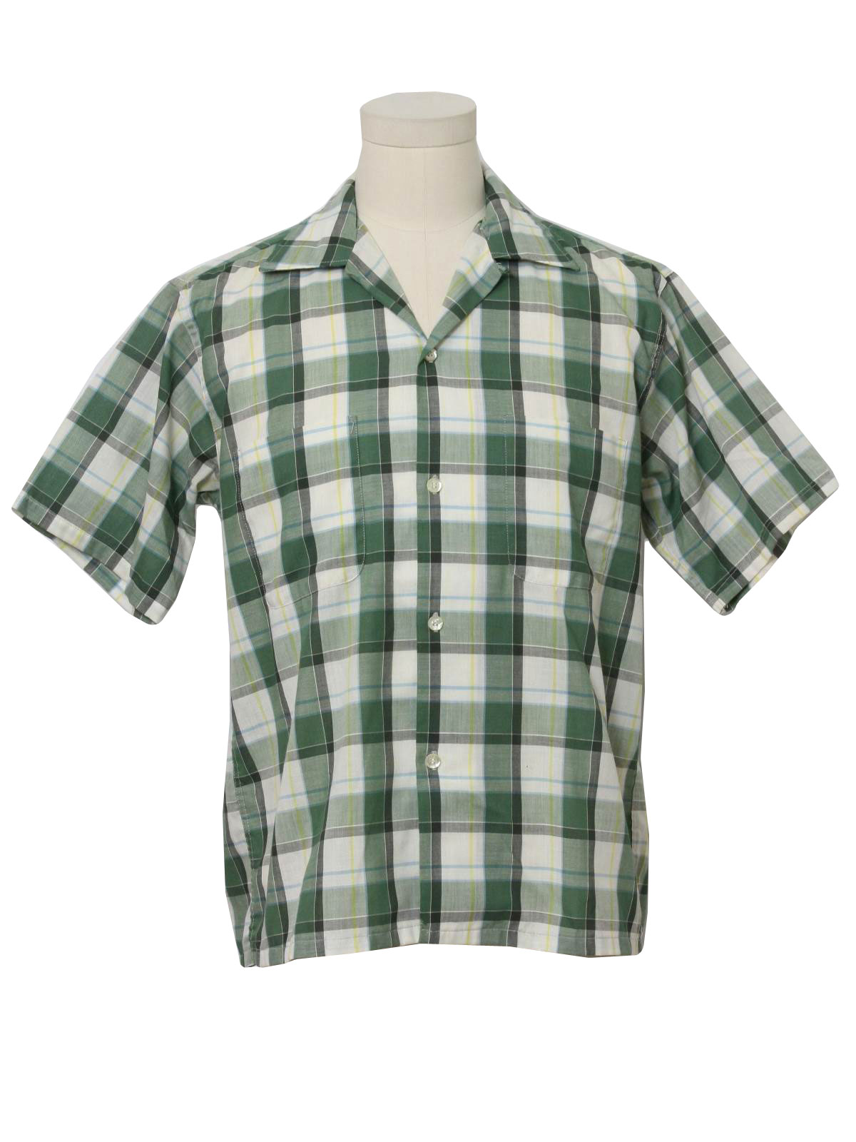 Retro Sixties Shirt: Early 60s -Towncraft- Mens shaded green, off white ...