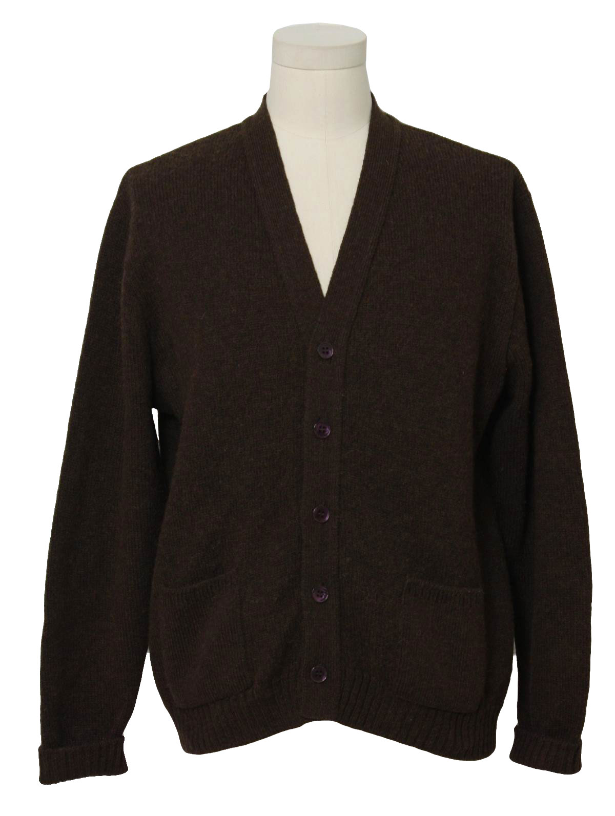 1970's Retro Caridgan Sweater: 70s -Jantzen- Mens brown background ...