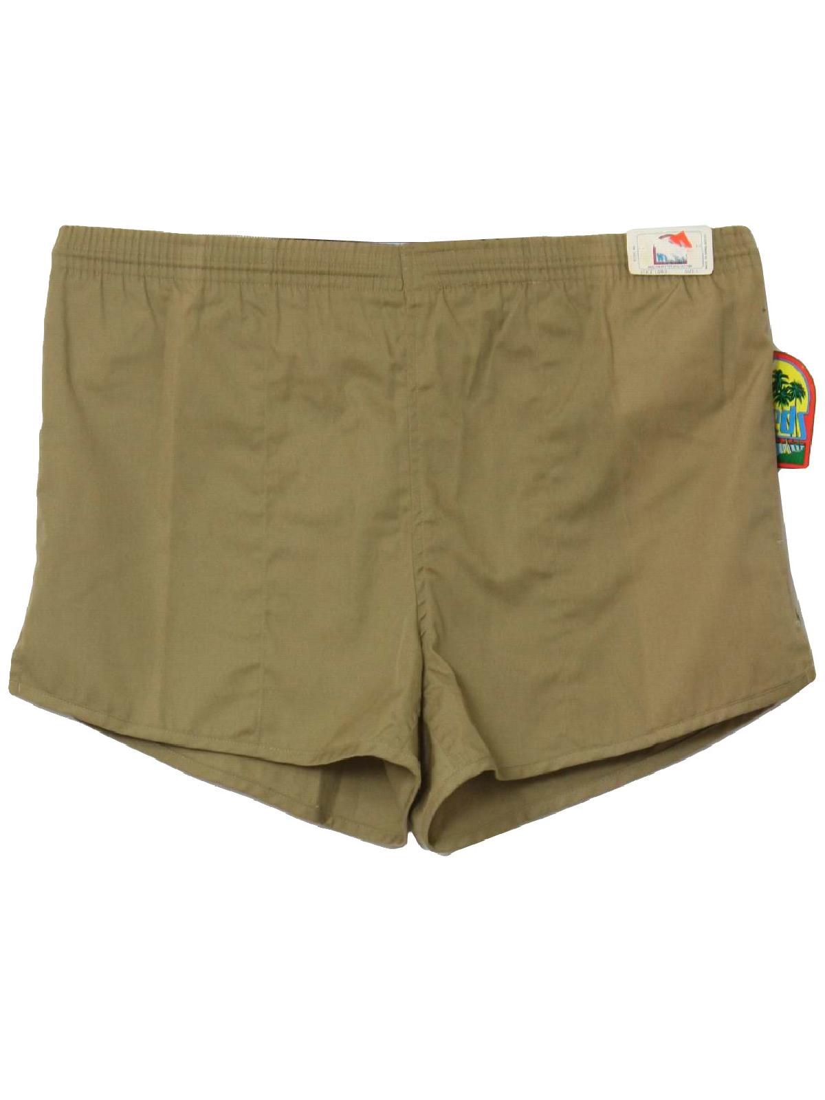 Retro 1970's Shorts (Weeds) : 70s -Weeds- Mens khaki tan polyester and ...