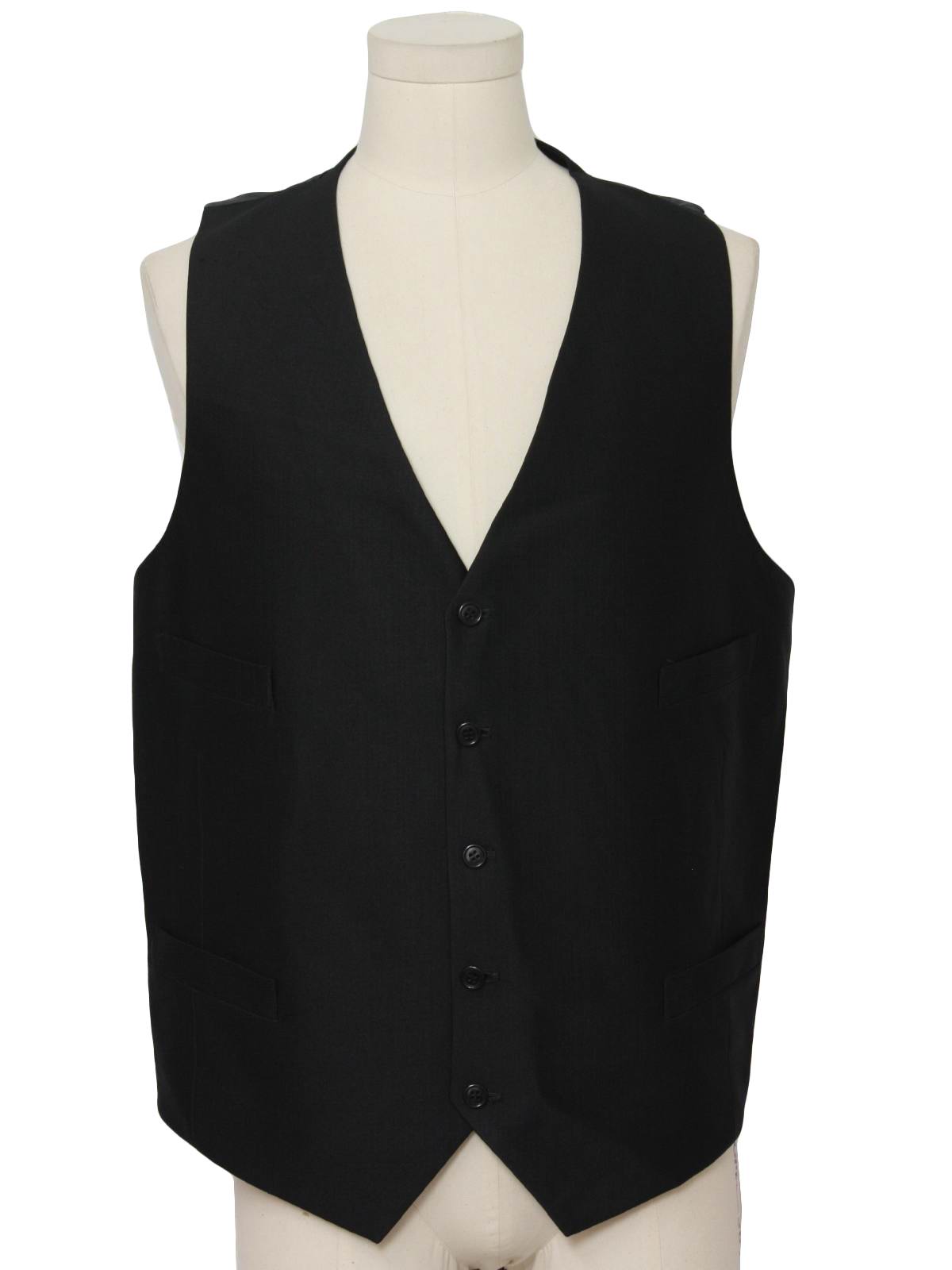 Seventies Suit: 70s -No Label- Mens black polyester doubleknit suit ...