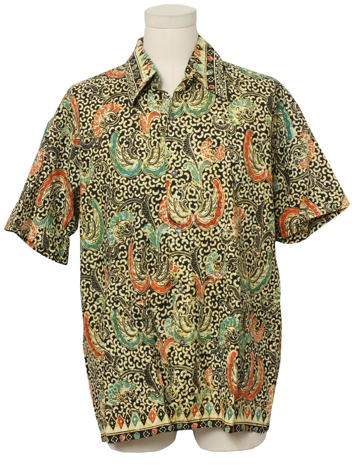 1970 s Vintage Jawa  Batik  Indonesia  Hippie Shirt  70s 
