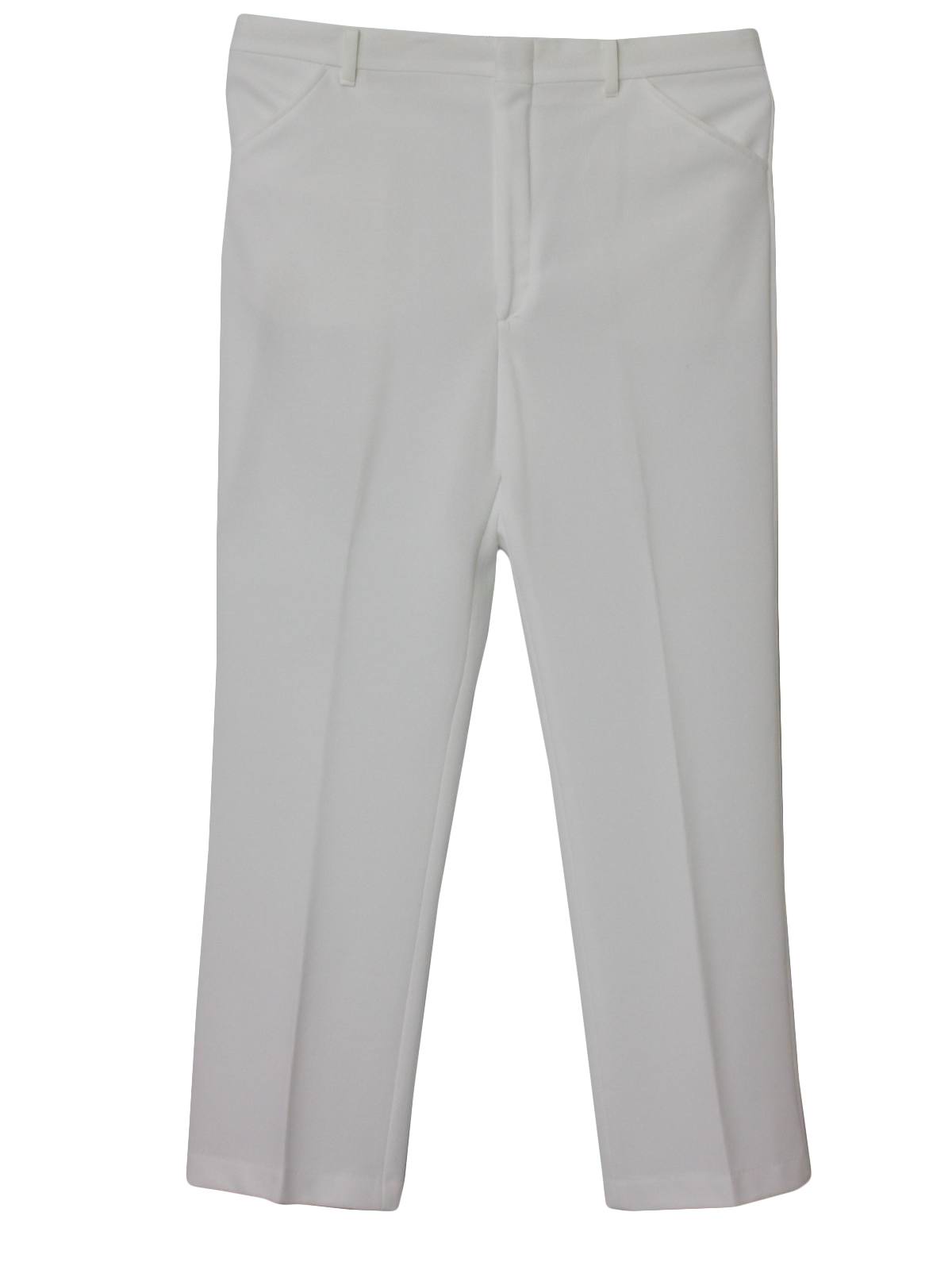 Retro 1970s Flared Pants / Flares: 70s -Haband- Mens white polyester ...