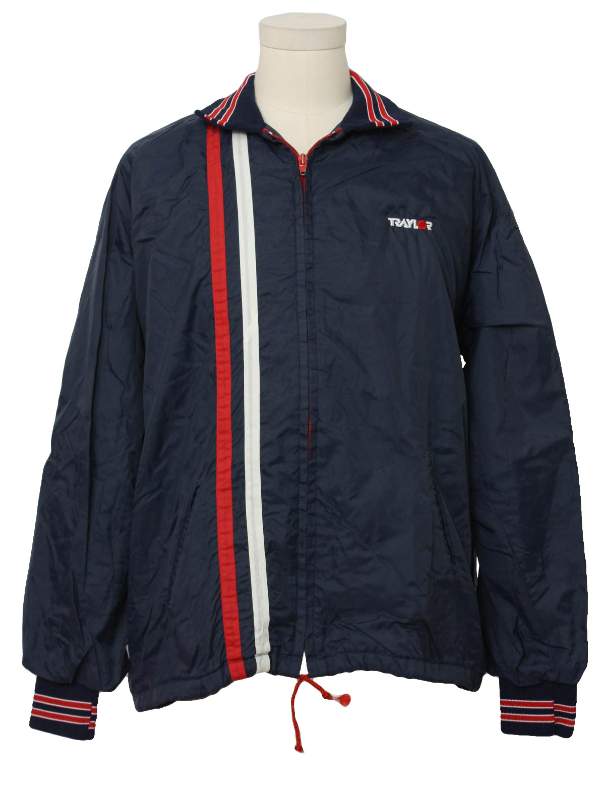 Retro 80's Jacket: 80s -Turfer- Mens midnight blue, red and white nylon ...
