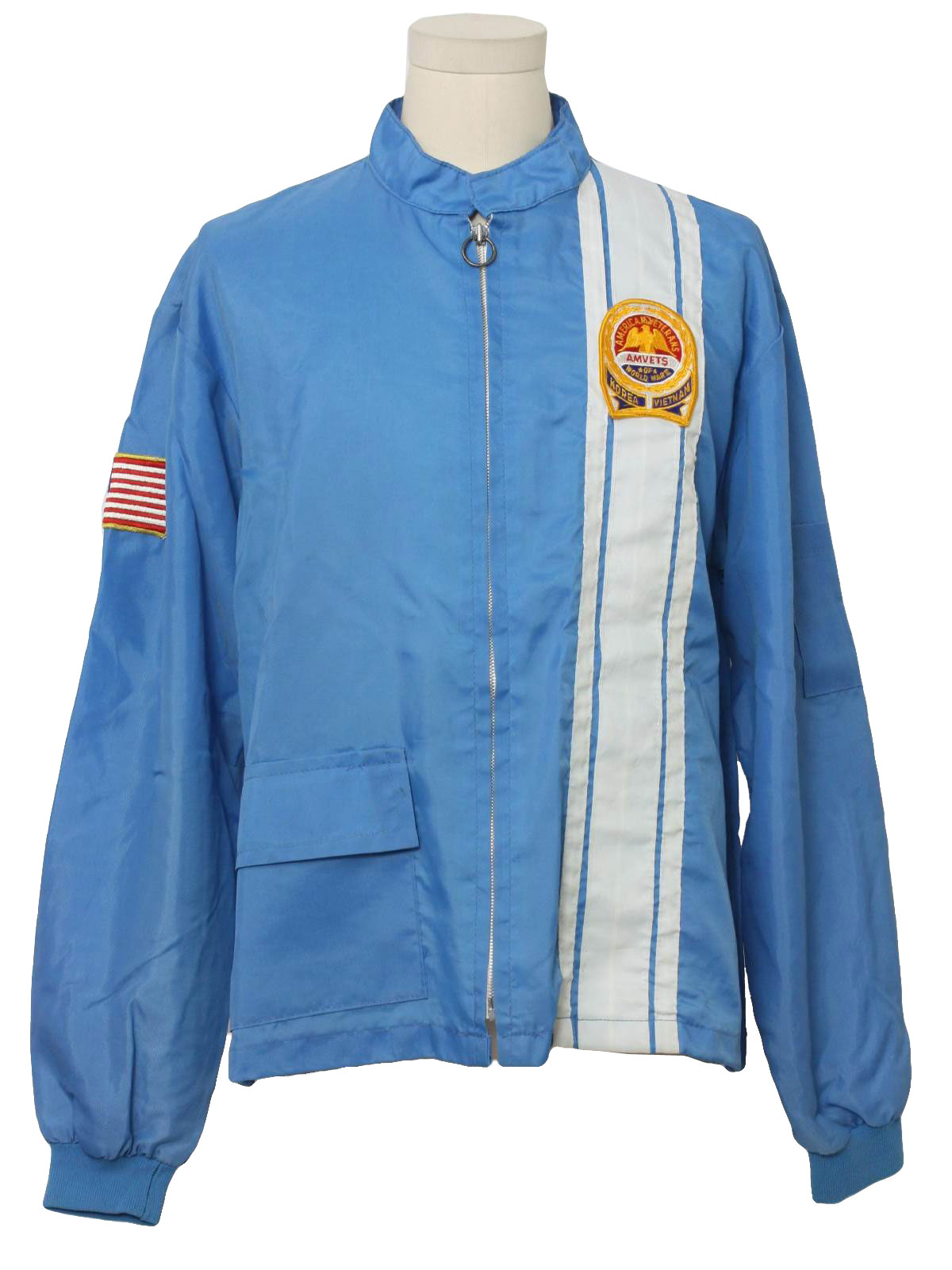 1970's Vintage Jacket: 70s -no label- Mens dark sky blue and white ...