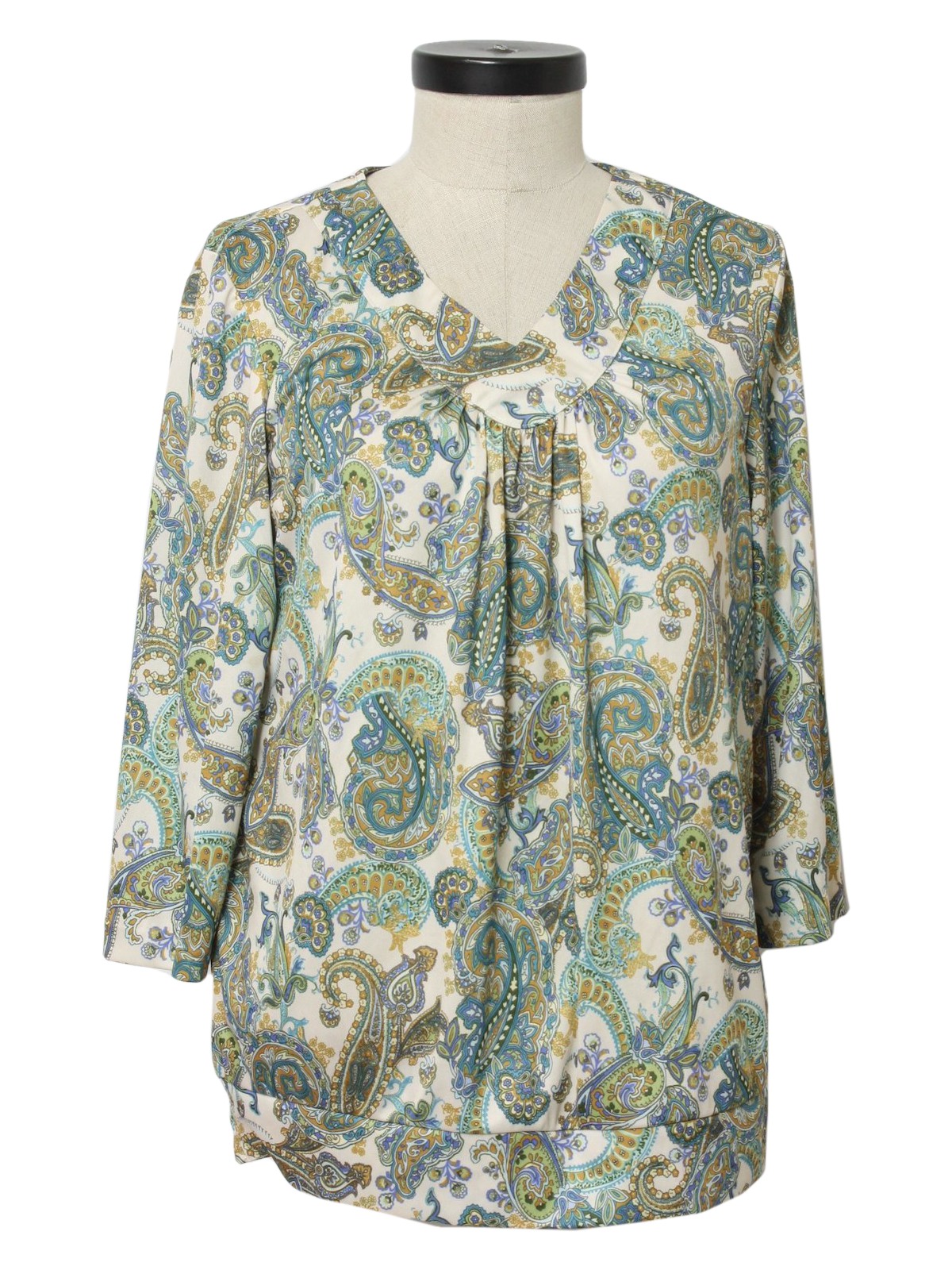 Vintage Blair Seventies Shirt: 70s -Blair- Womens cream background, tan ...