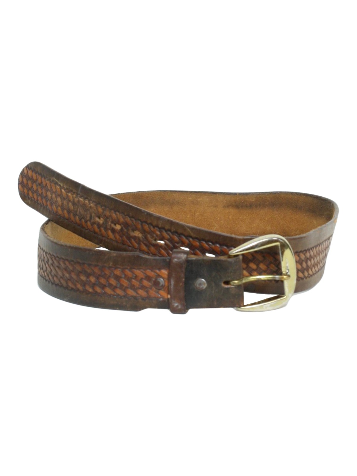70's Missing Mark Belt: 70s -Missing Mark- Mens shaded tan leather ...