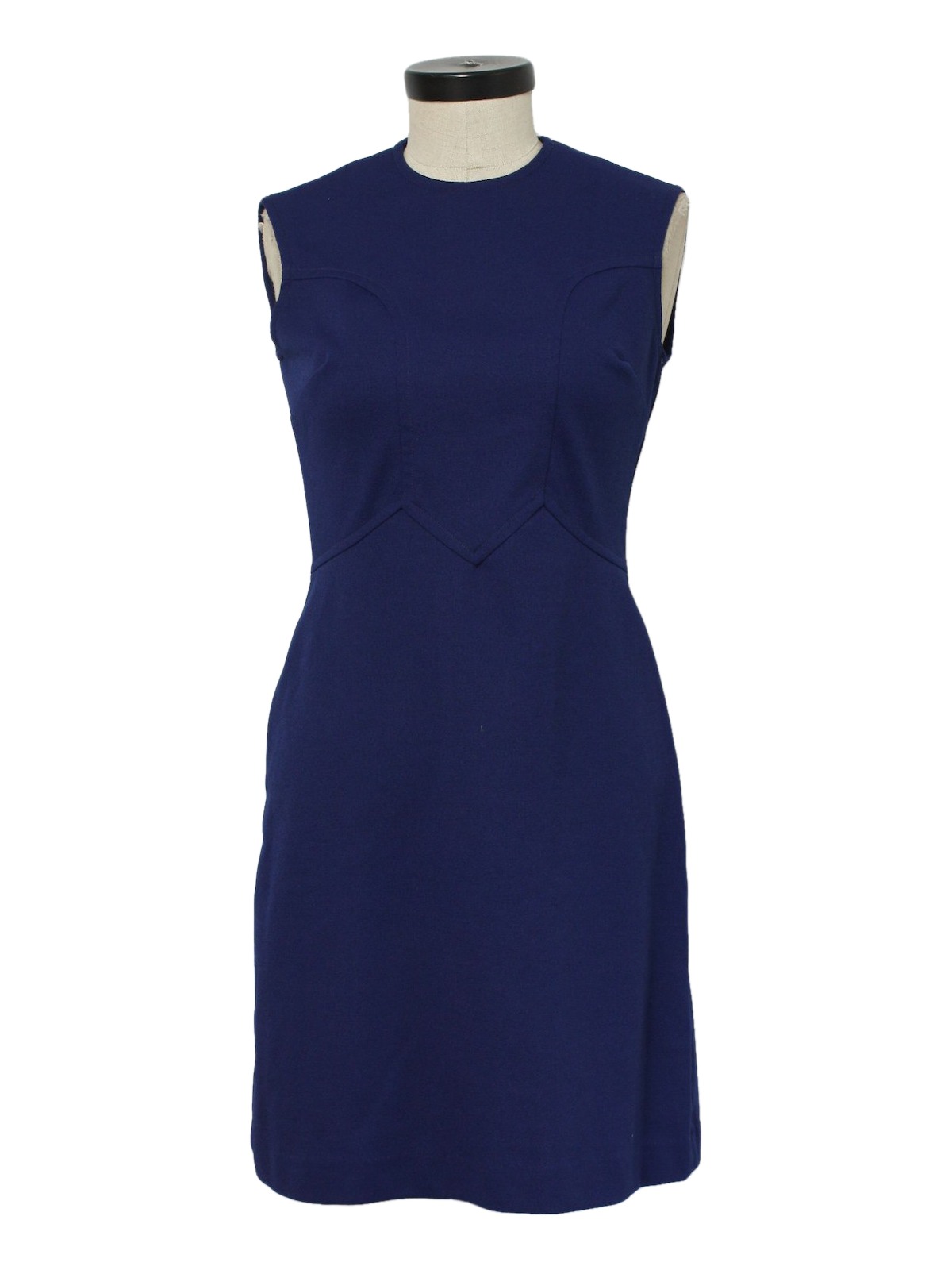 60's Care label Dress: 60s -Care label- Womens navy blue polyester ...