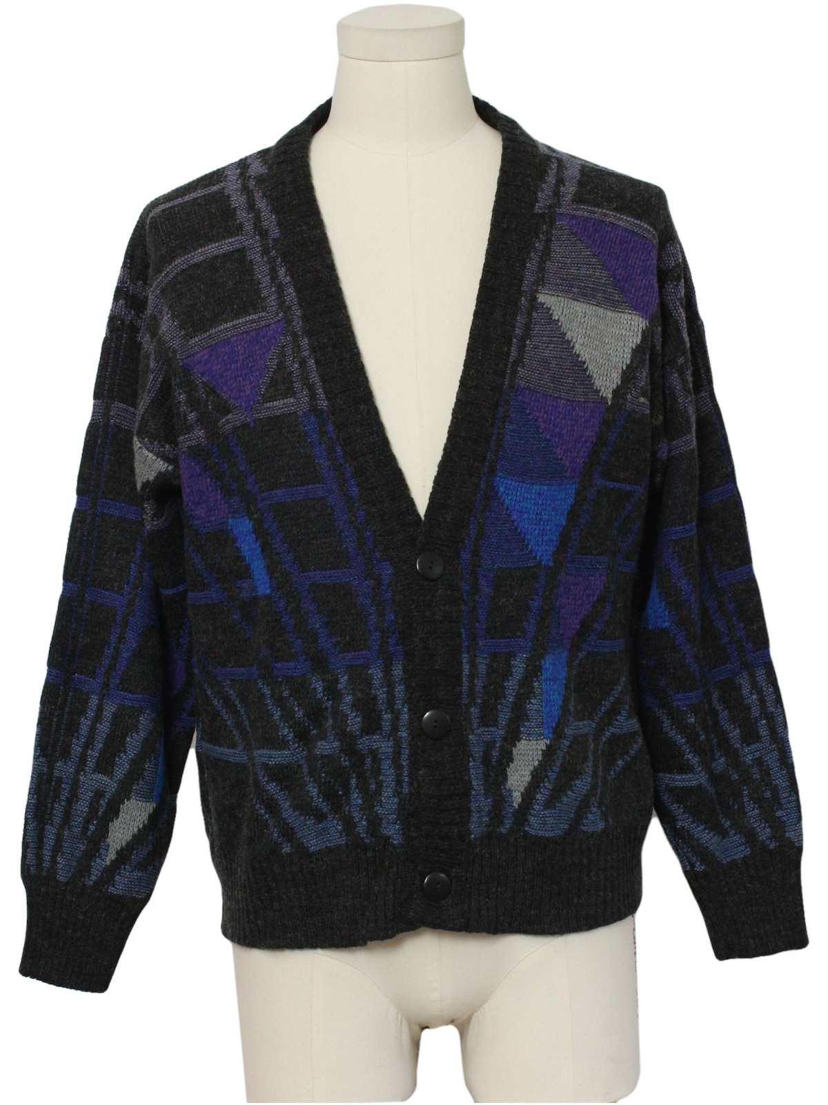 Retro 80's Caridgan Sweater: 80s -Michael Gerald- Mens black background ...