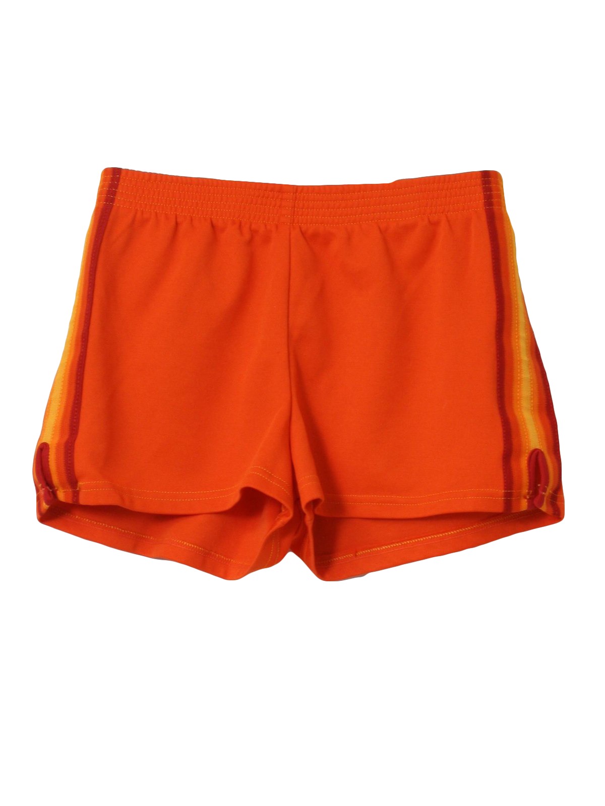 Retro 1970s Shorts: 70s -Contend Her- Womens orange background stretch ...