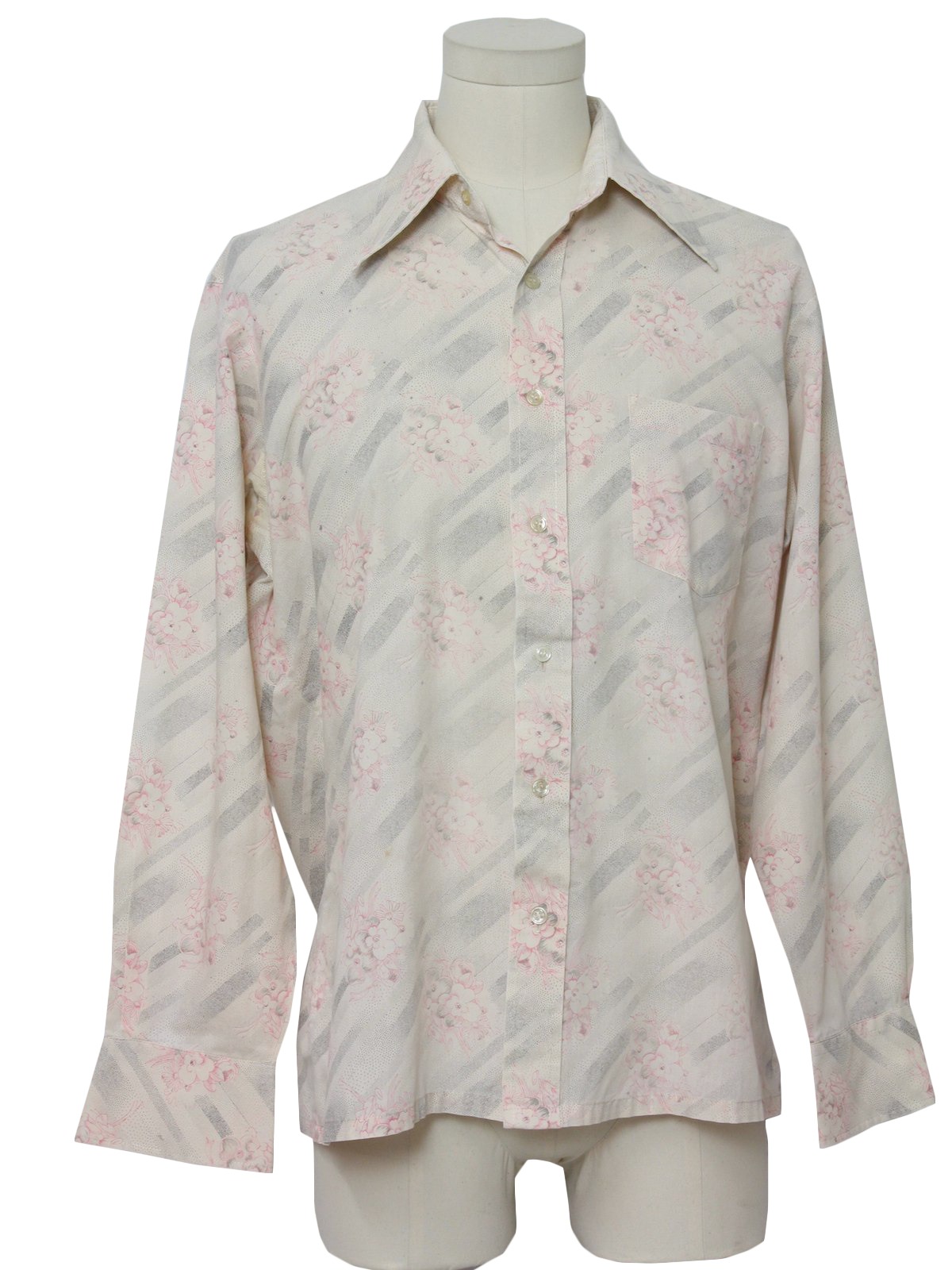 Bardon 70's Vintage Print Disco Shirt: 70s -Bardon- Mens off white ...