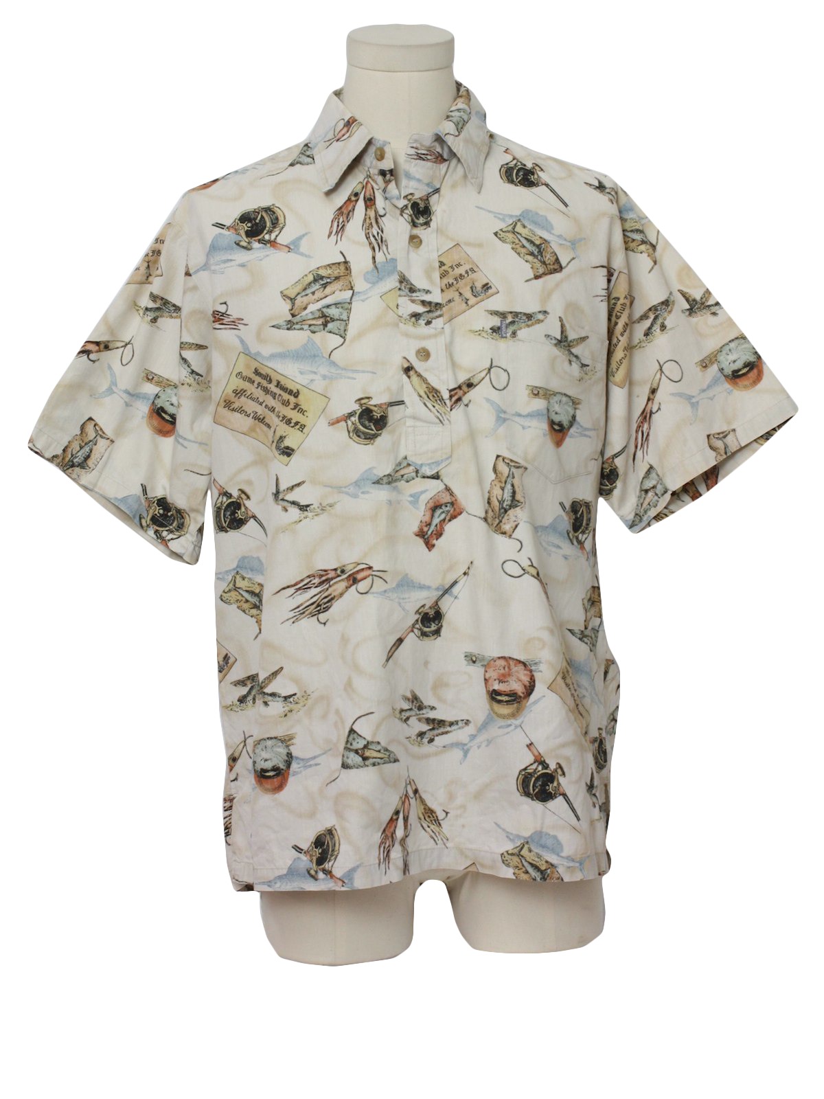 Hawaiian Shirt: 90s -Kahala- Mens Beige background cotton short sleeve ...