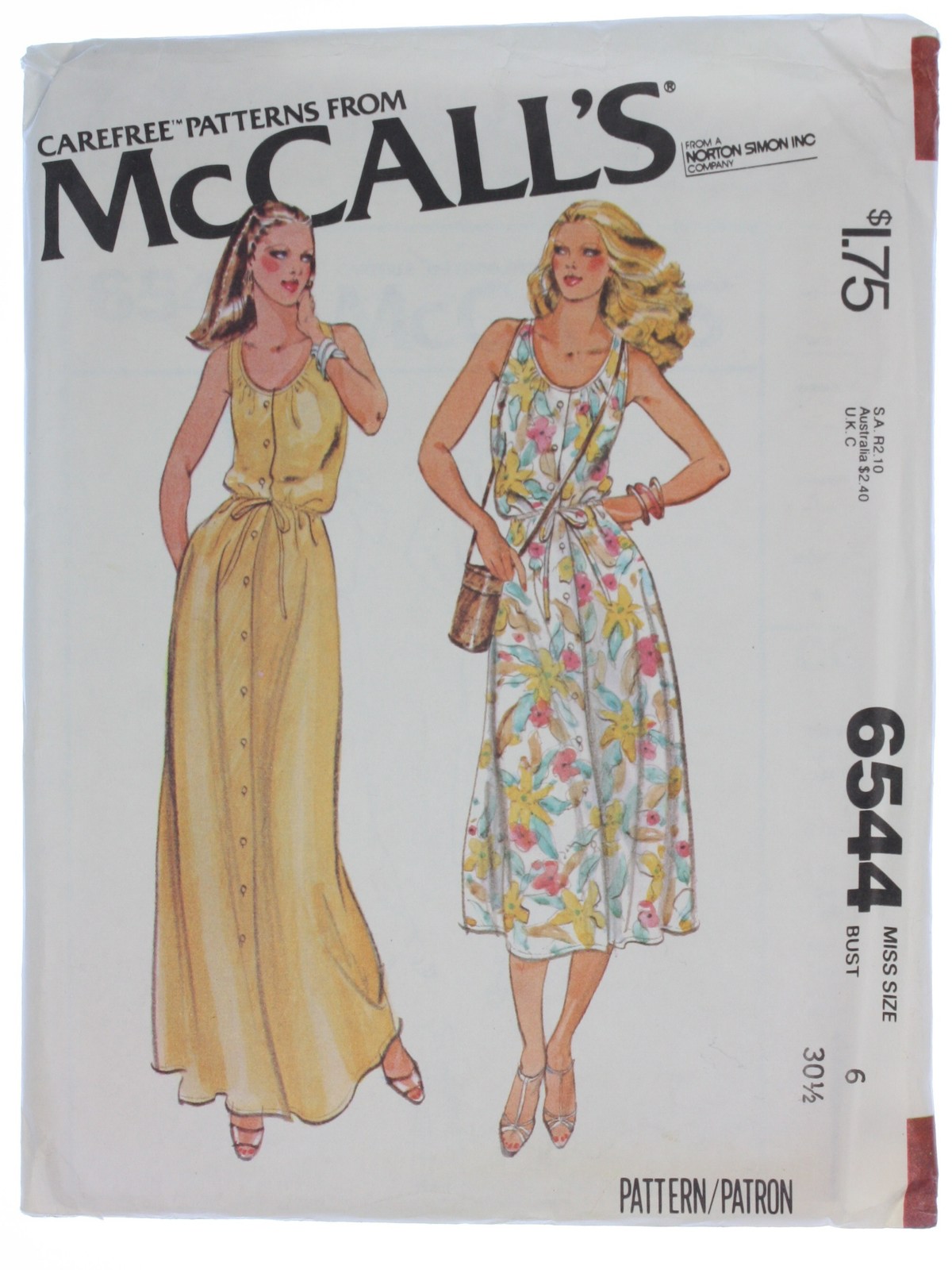 Retro 1970's Sewing Pattern (McCalls Pattern No. 6544) : 70s -McCalls ...