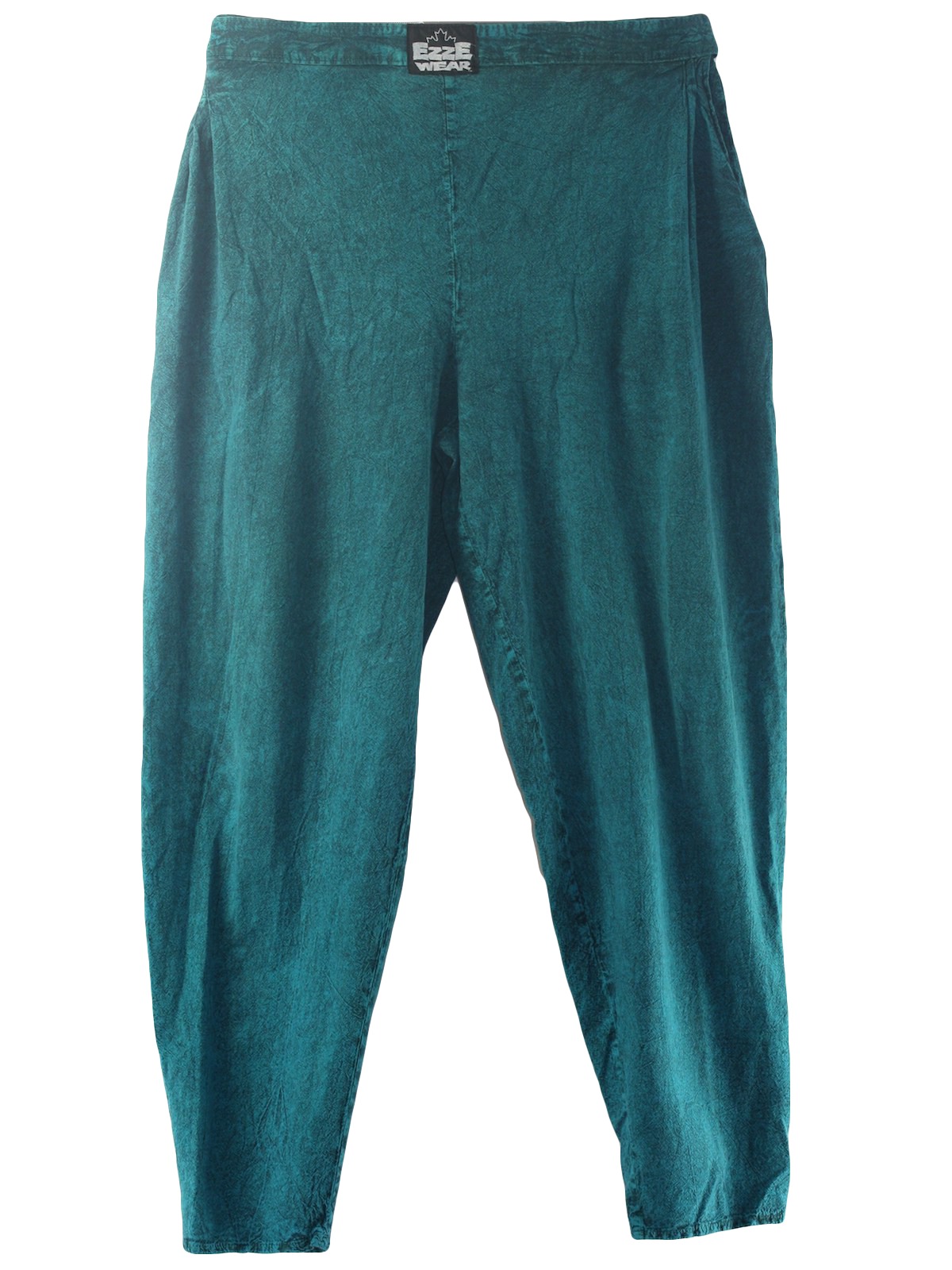 Vintage 1980's Pants: 80s -Ezze Wear- Mens teal blue and black acid ...