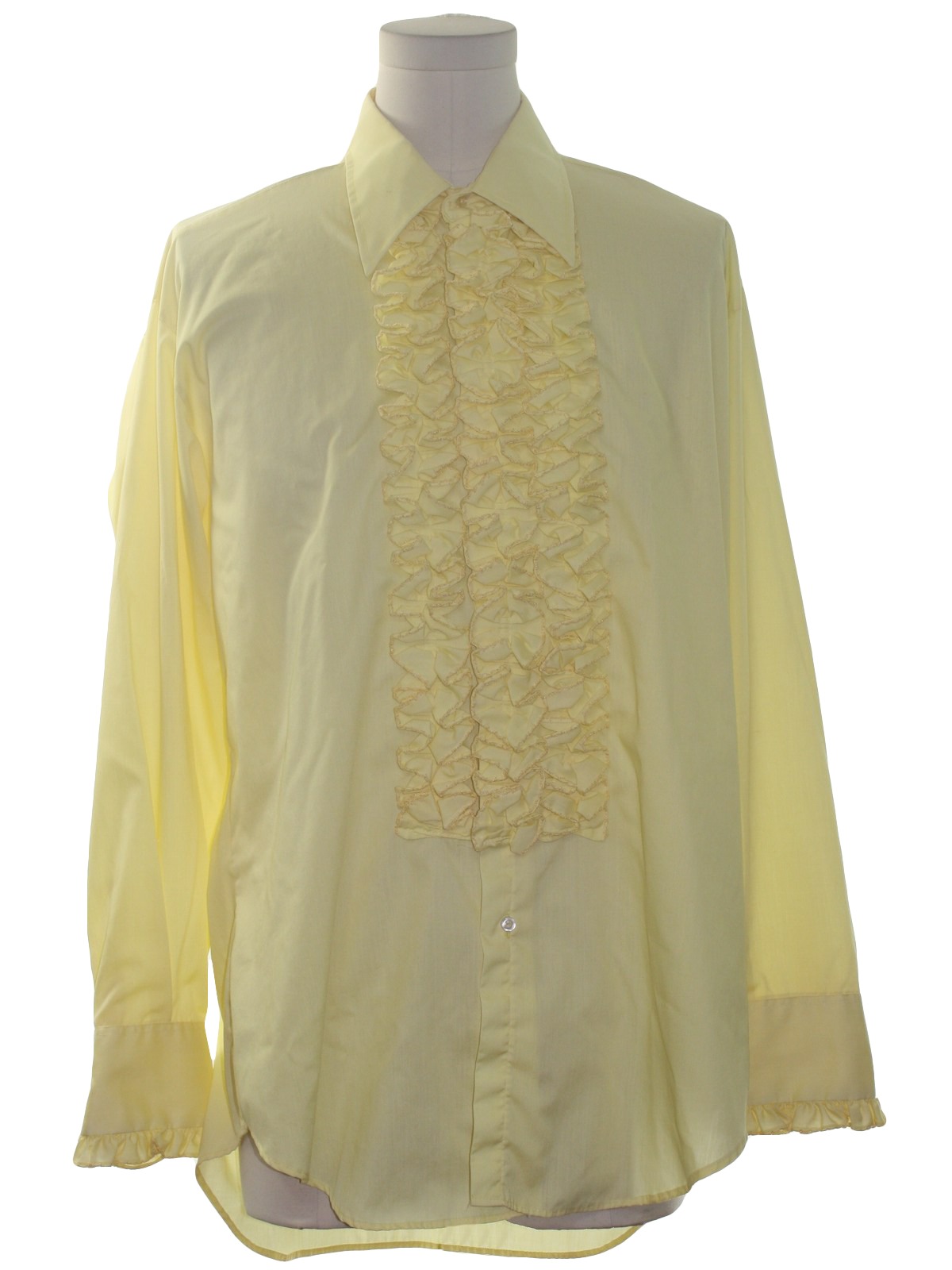 1970s After Six Shirt: 70s -After Six- Mens sunny yellow cotton and ...